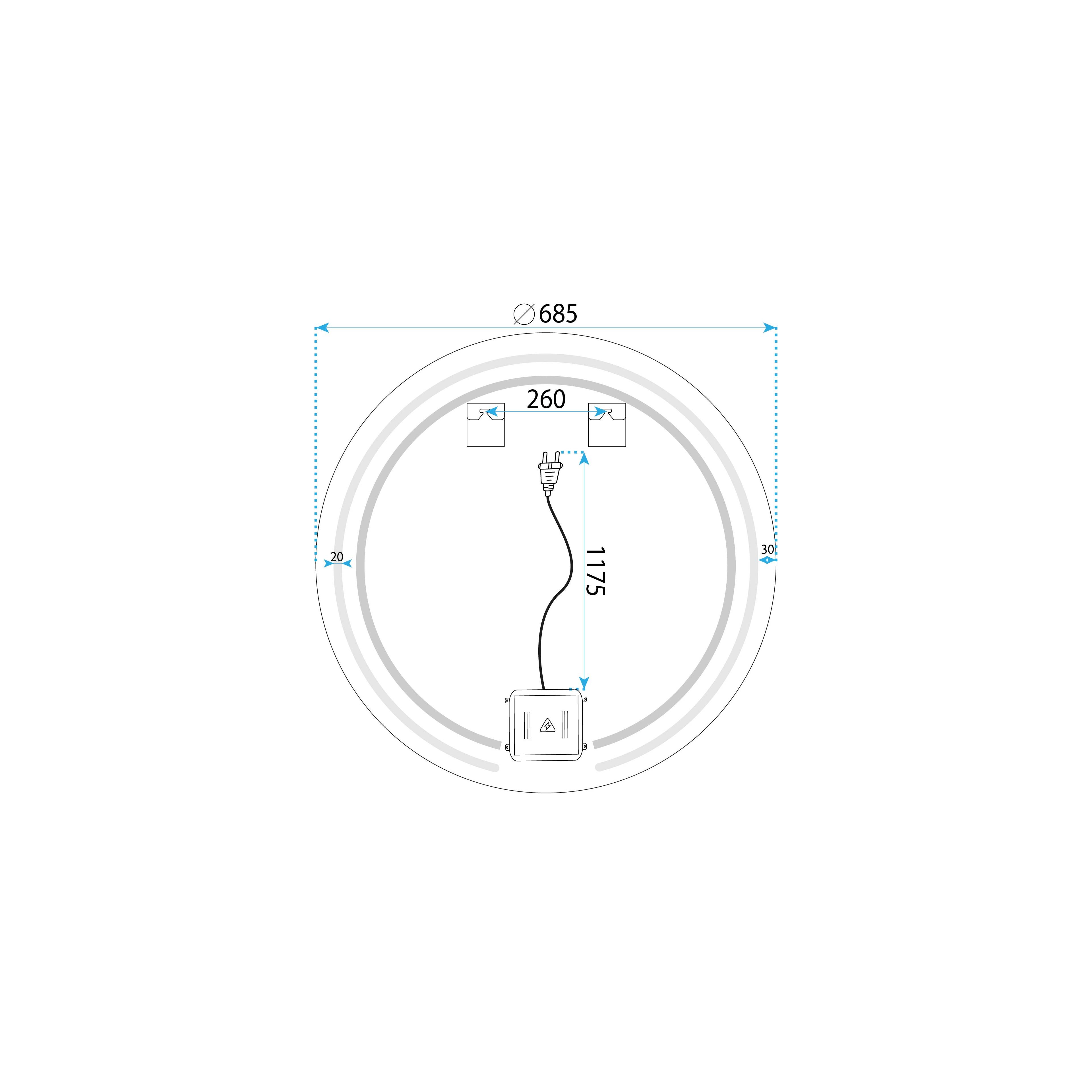 Spiegel LED 70cm Modern