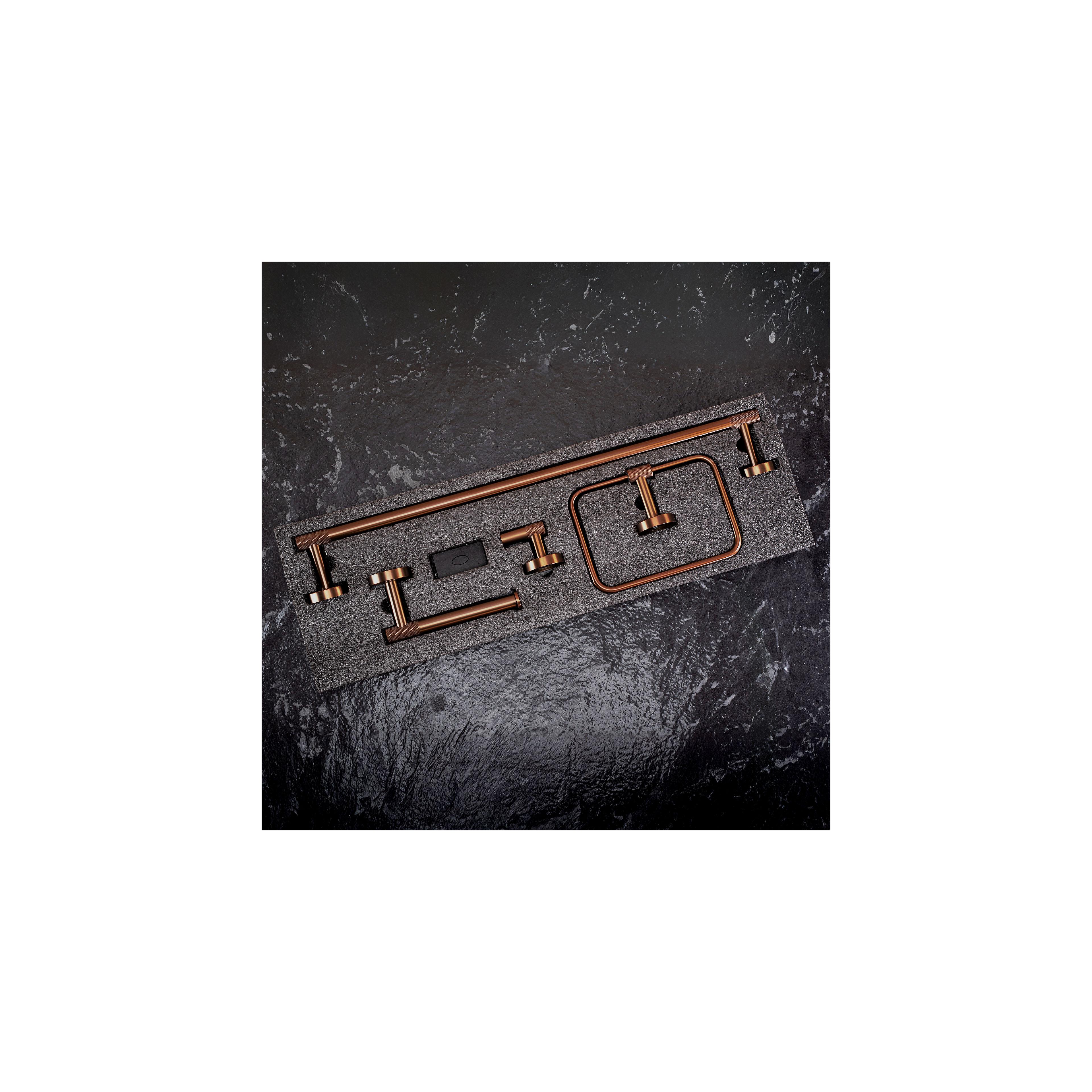 Badezimmer-Accessoire-Set GRID Brush Copper 4-teilig