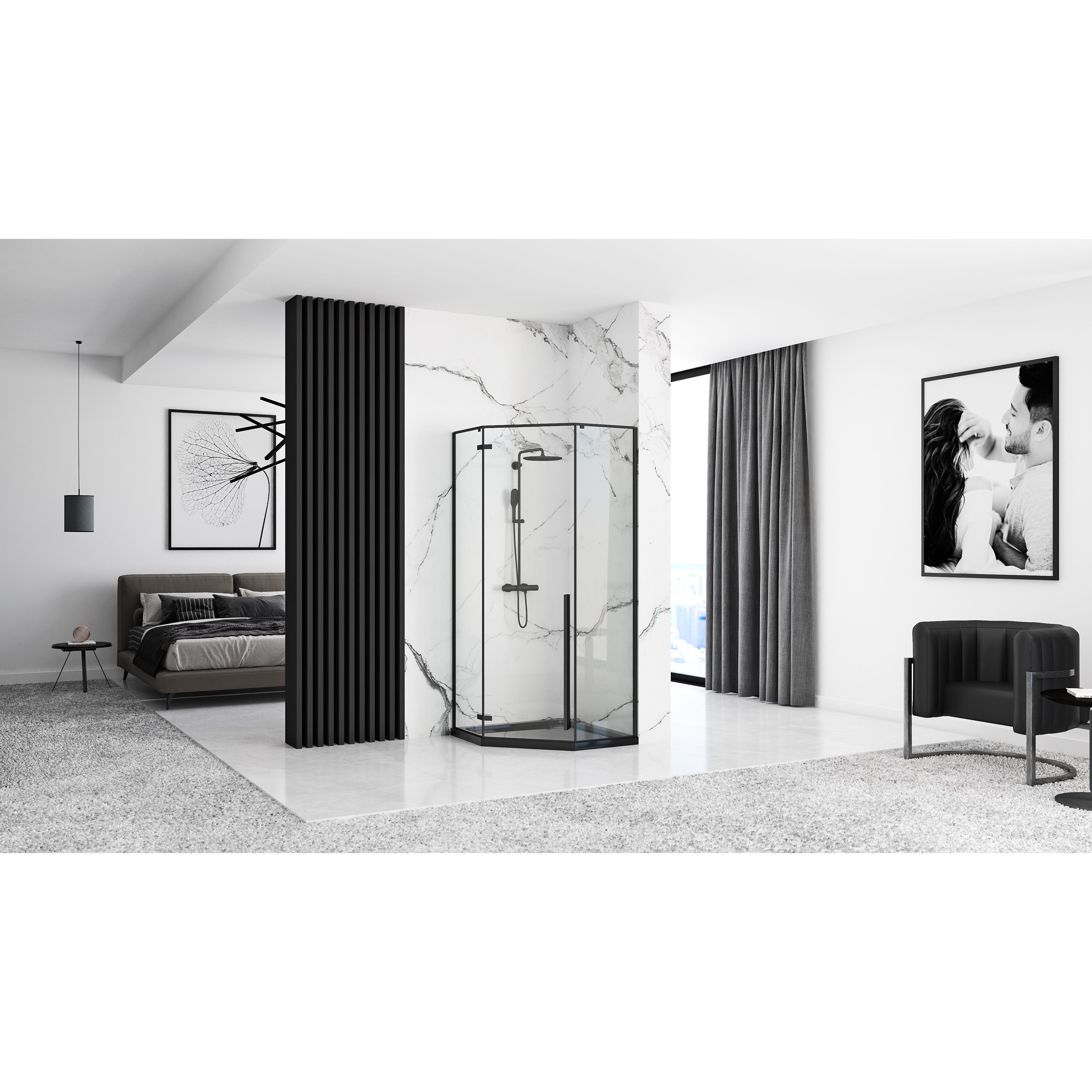 Cabina de ducha Rea DIAMOND BLACK MAT 90x90