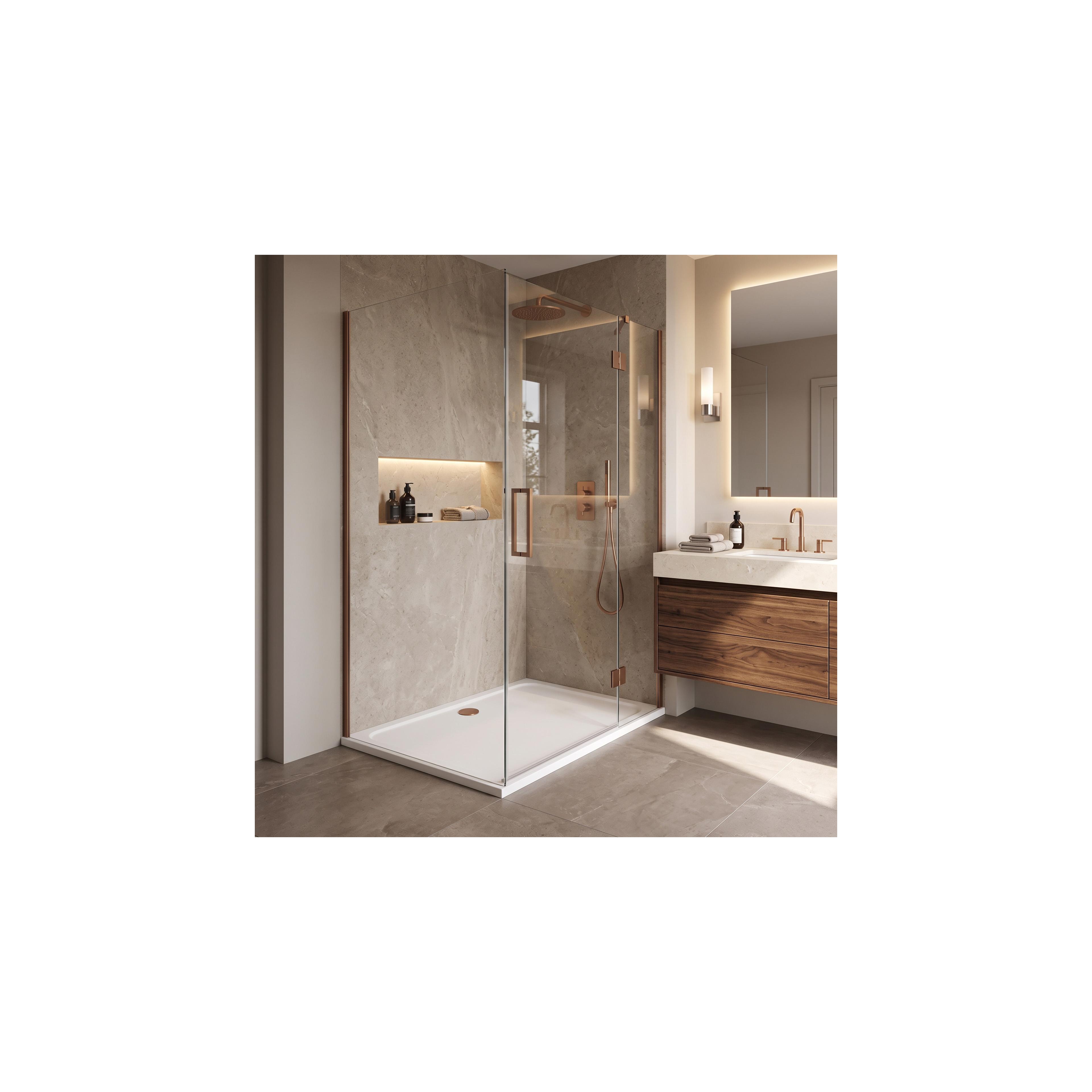 Akrylfat till dusch Rea Belmond vit 80x100 Brush Copper