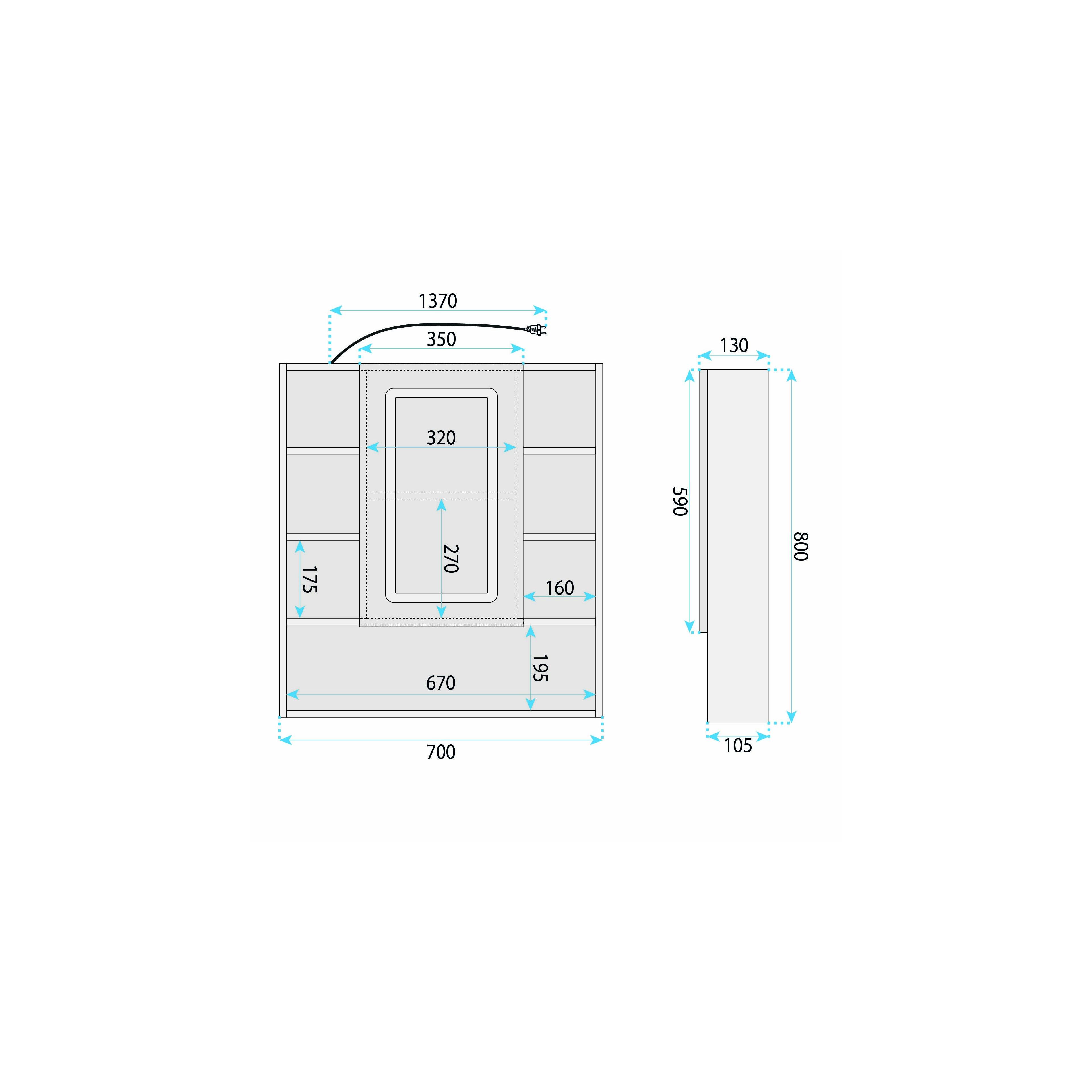 LED-Spiegelschrank Rea Luna 70x80cm