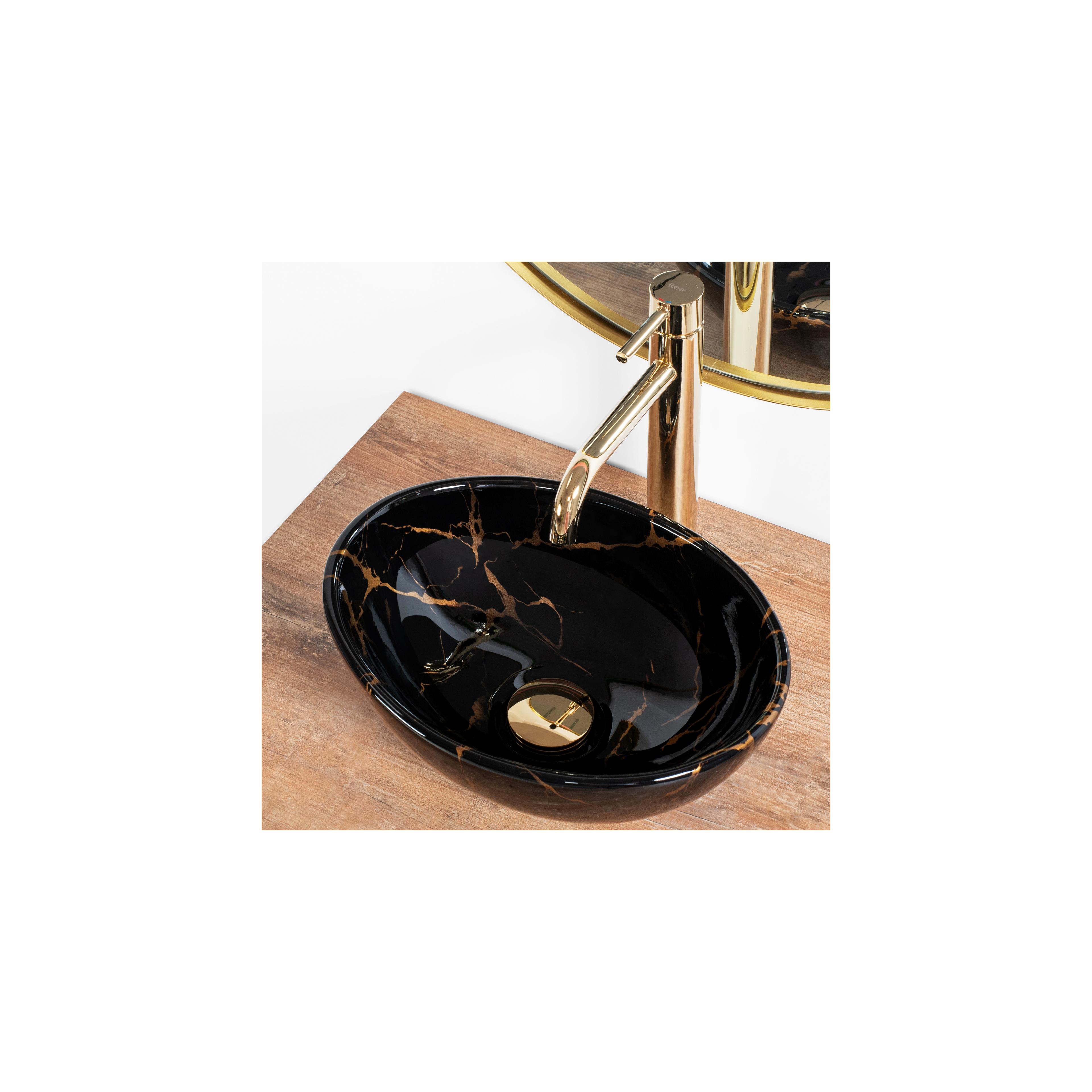 Aufsatzwaschbecken Rea Sofia Mini Black Marble Shiny