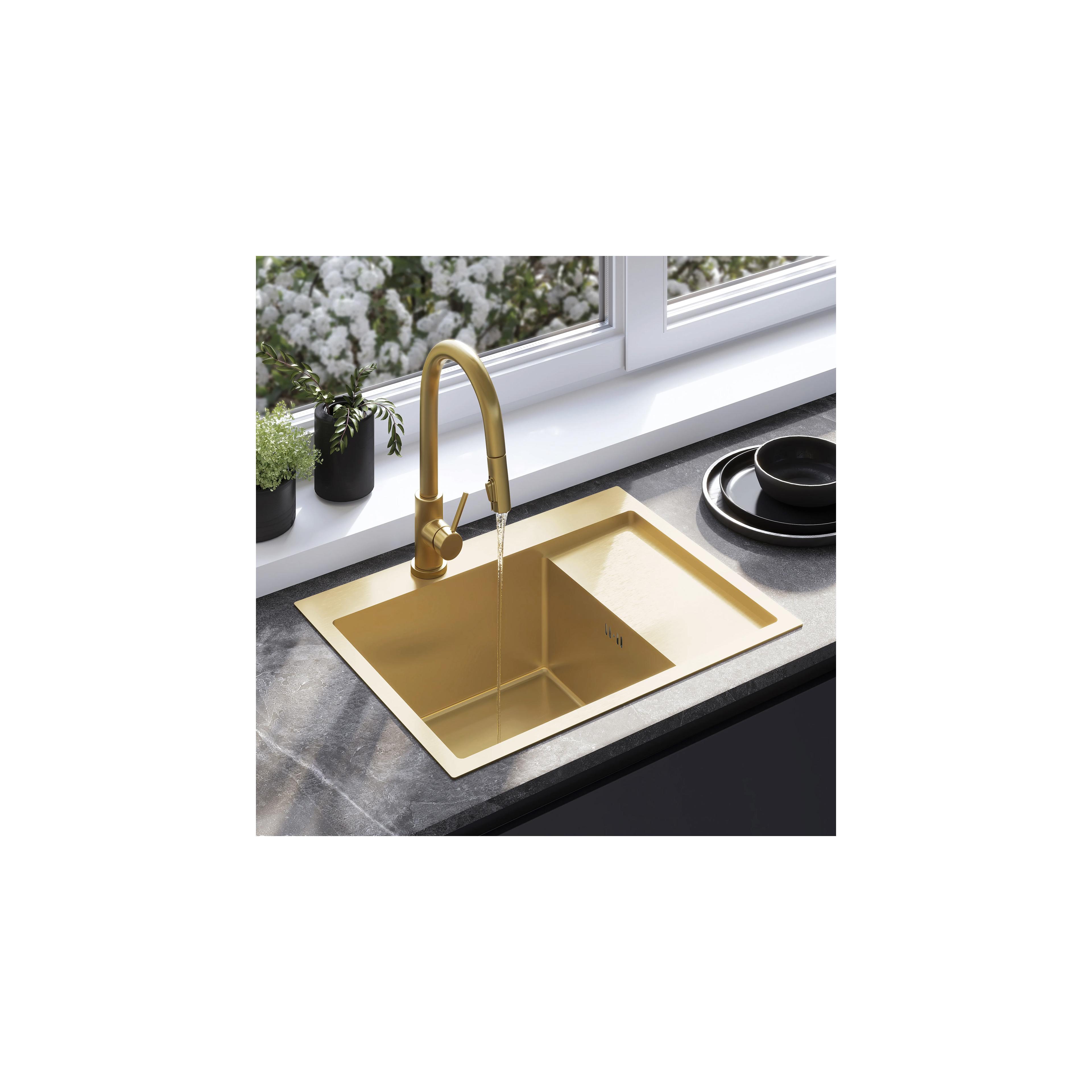 Edelstahlspüle Fin BRUSH GOLD