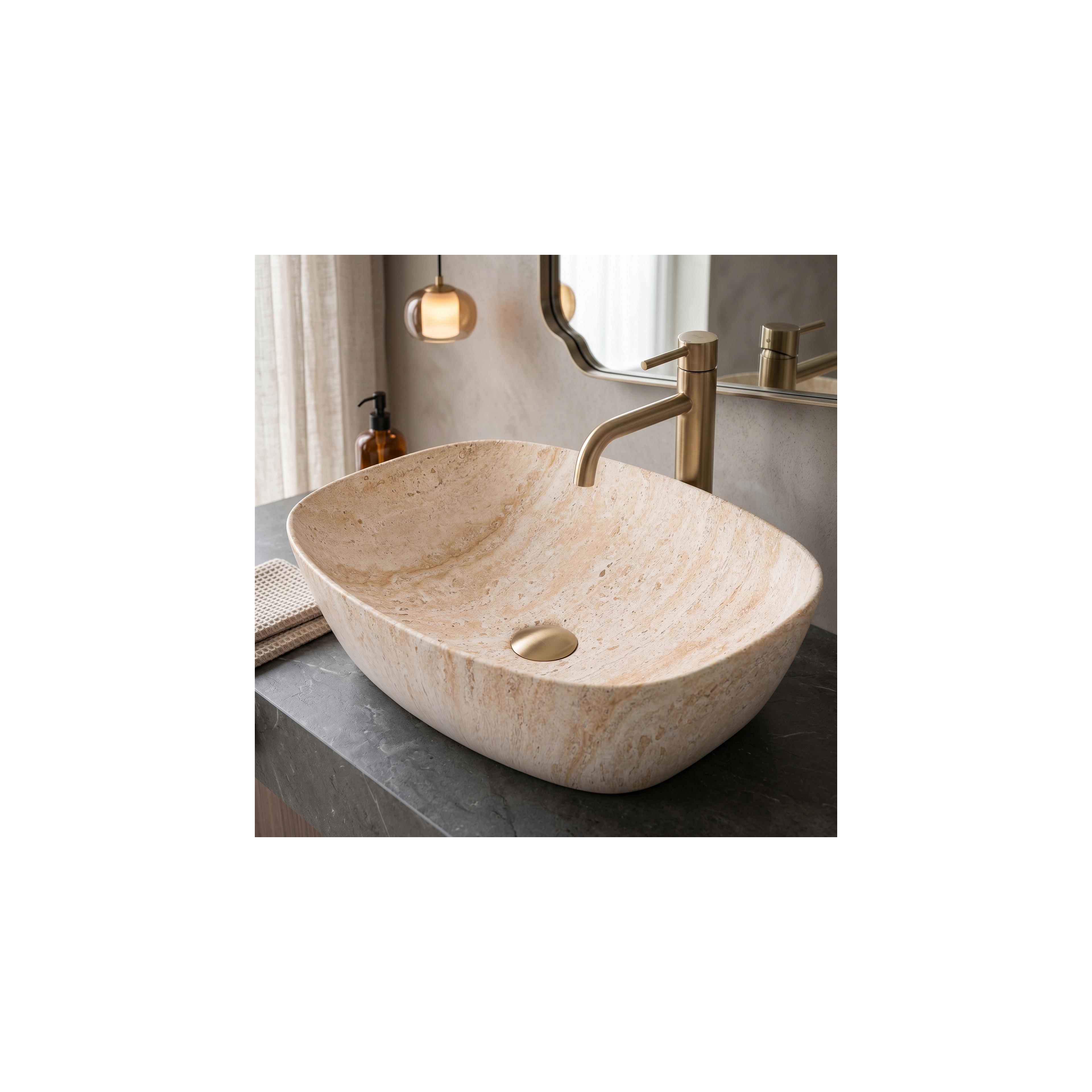 Aufsatzwaschbecken Rea Freja Travertine Matt