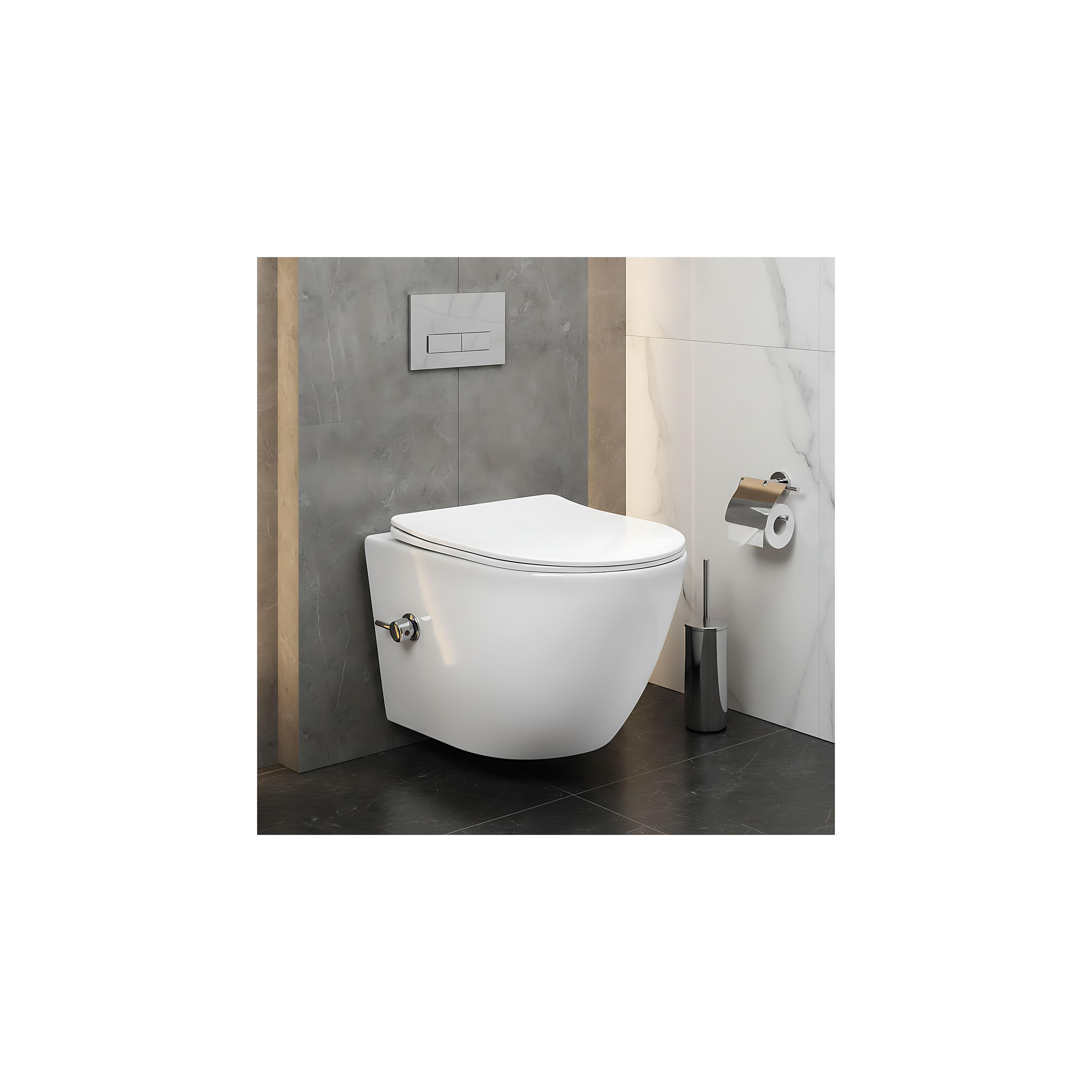 wandhängendes WC REA Carlo Lux Rimless mit Bidetfunktion