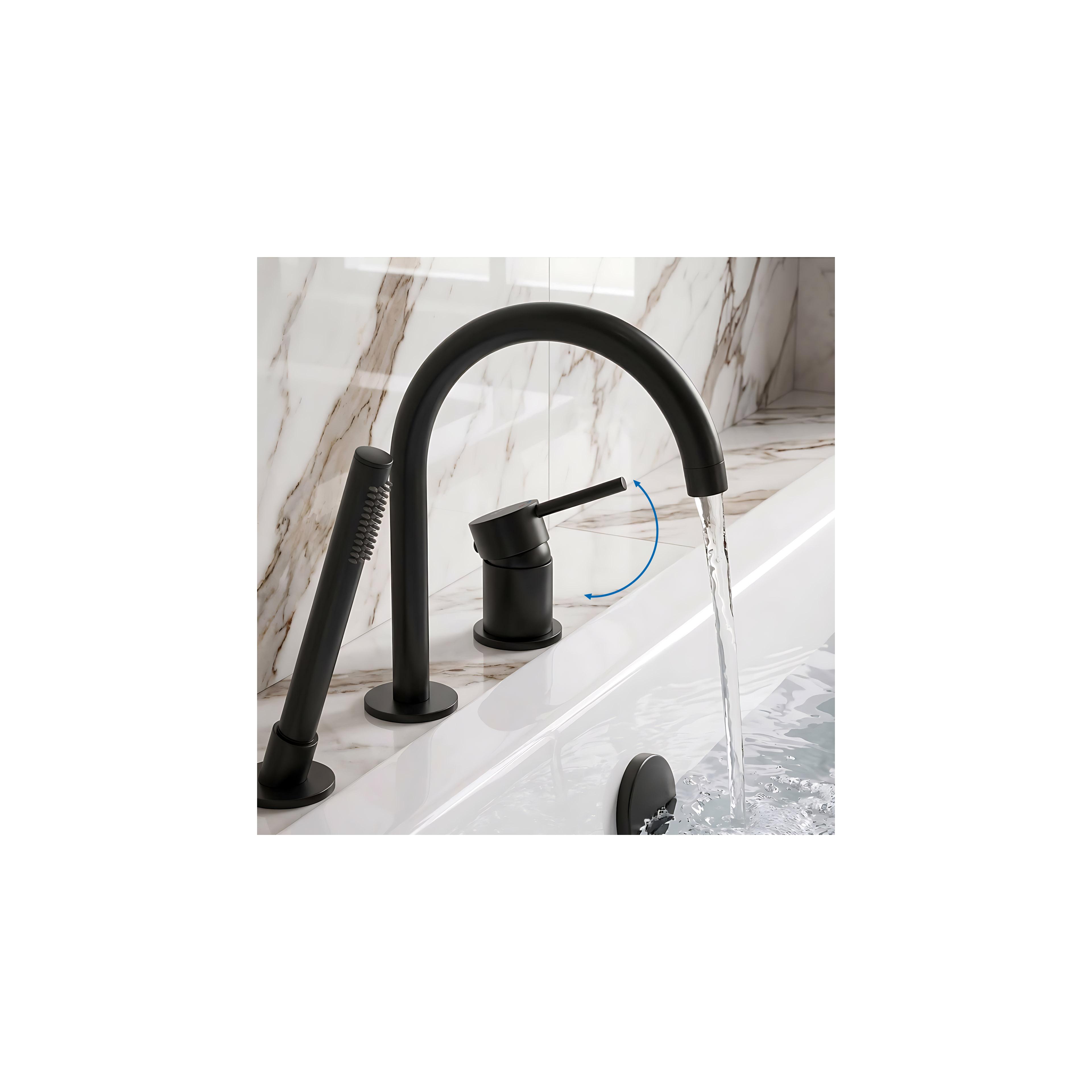 3-Hole Bathtub Faucet Rea Lungo Black