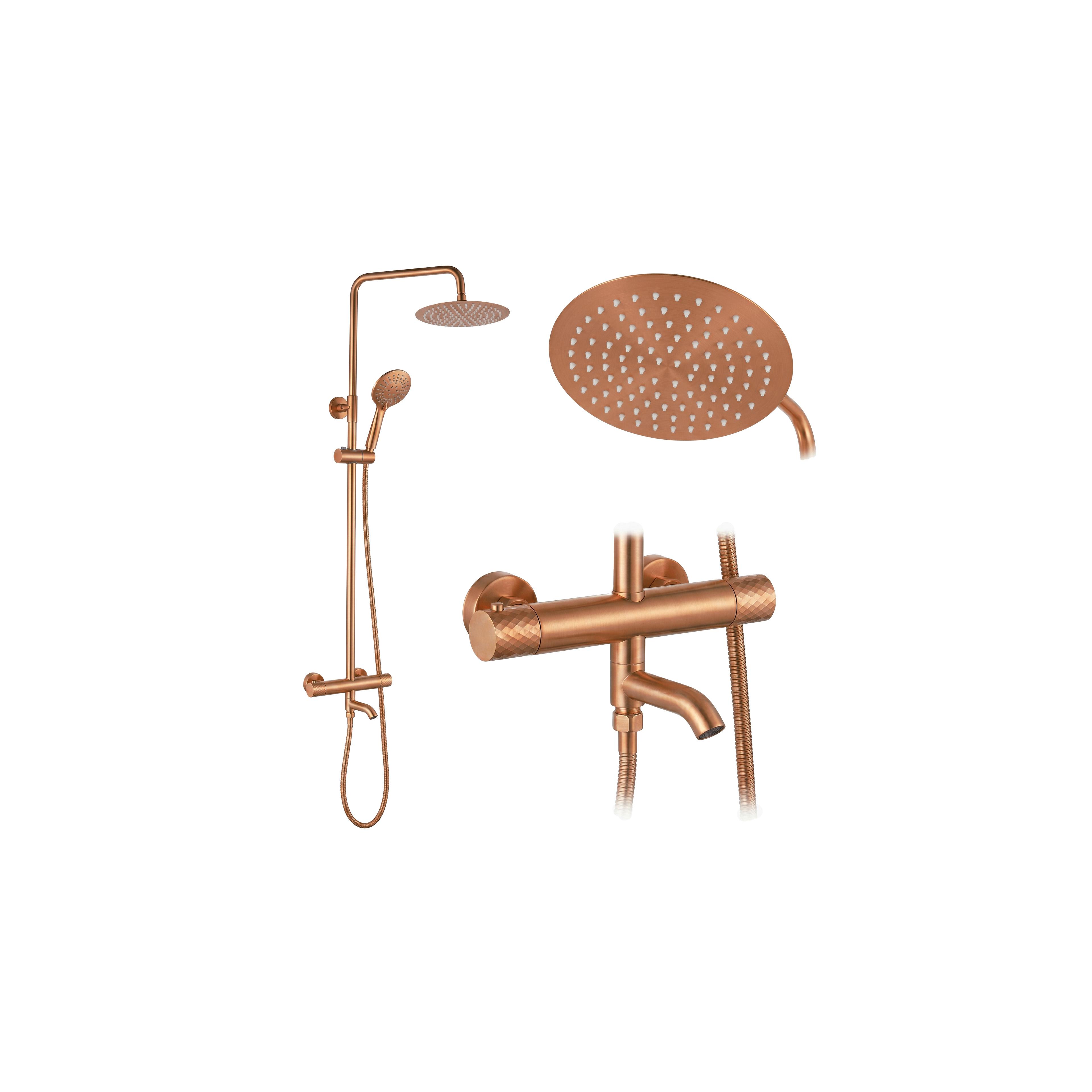 Duschset med termostat Rea Lungo Diamond Gold Brush