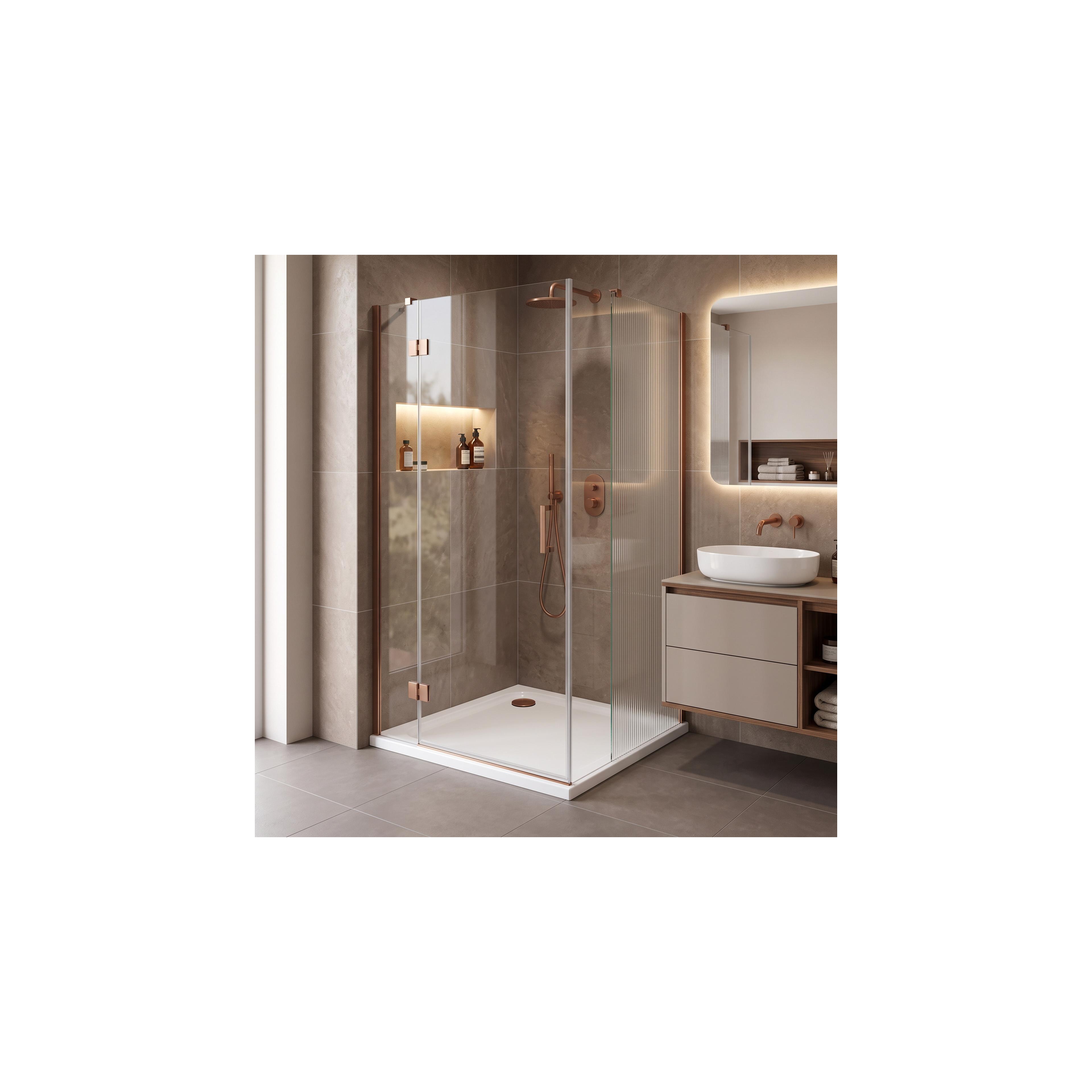 Akrylbricka för dusch Rea Belmond vit 80x80 Brush Copper