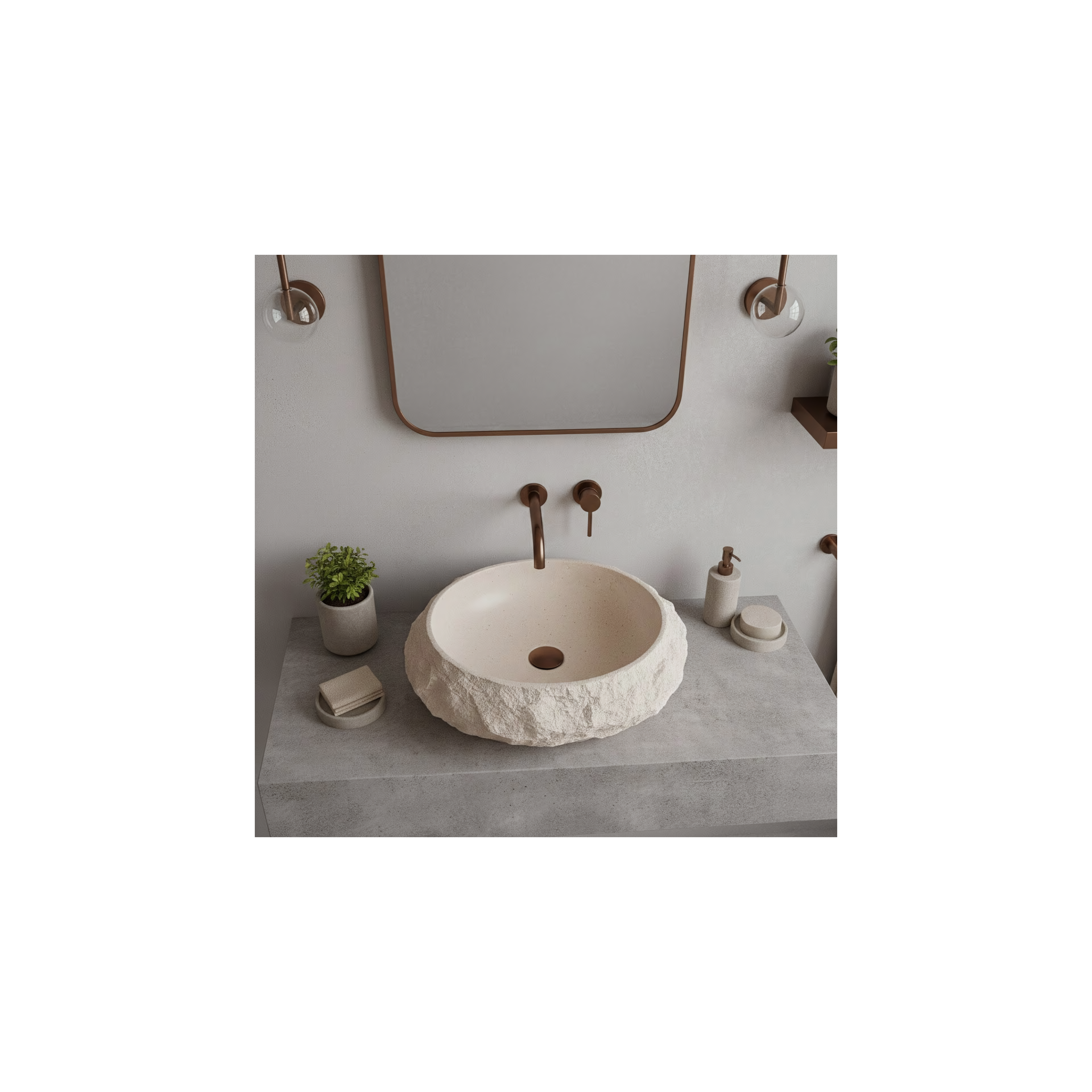 Aufsatzwaschbecken Rea Mika Warm Beige