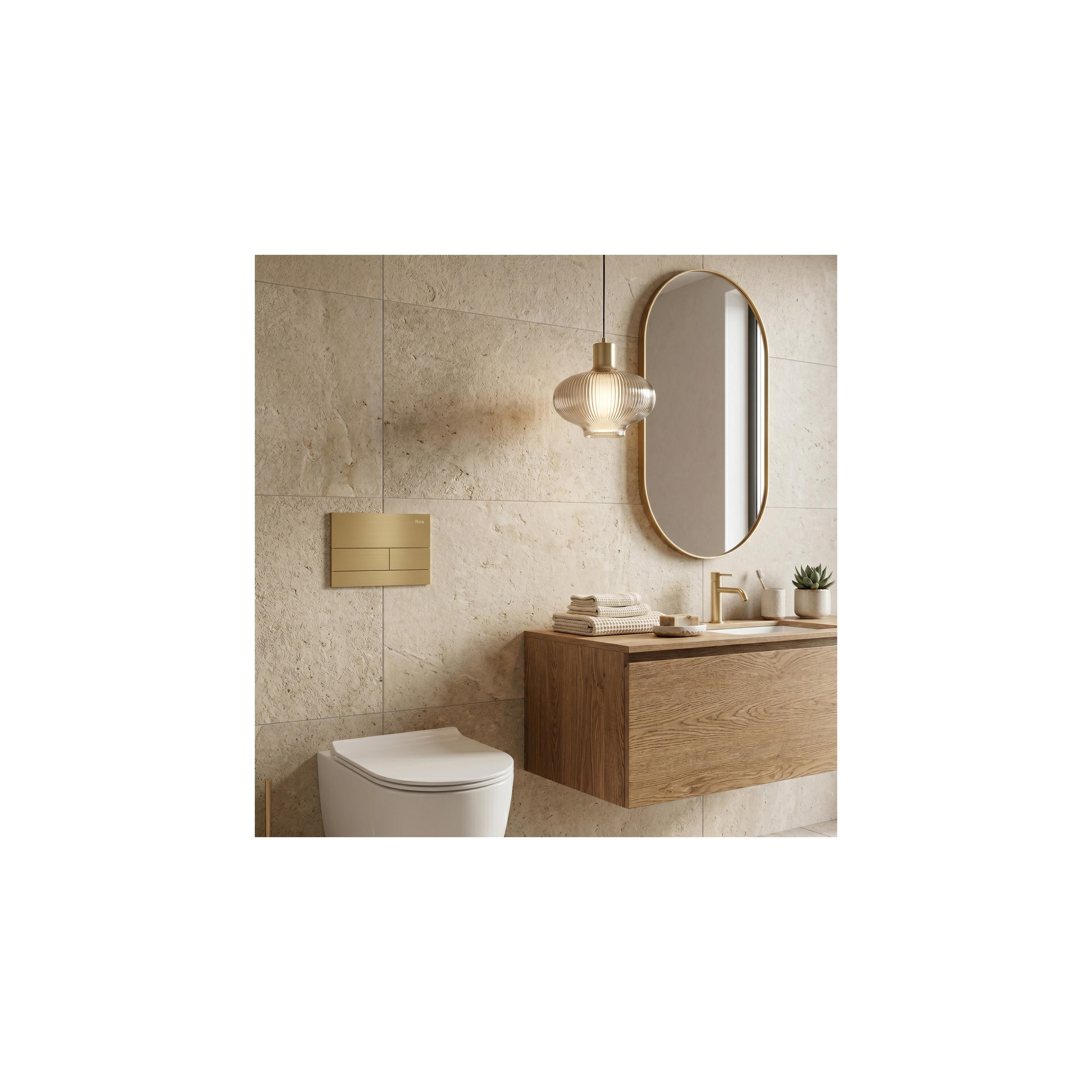 Gestell Unterputz-Set Slim 024N für WC-Becken mit T-Taste Gold Gebürstet