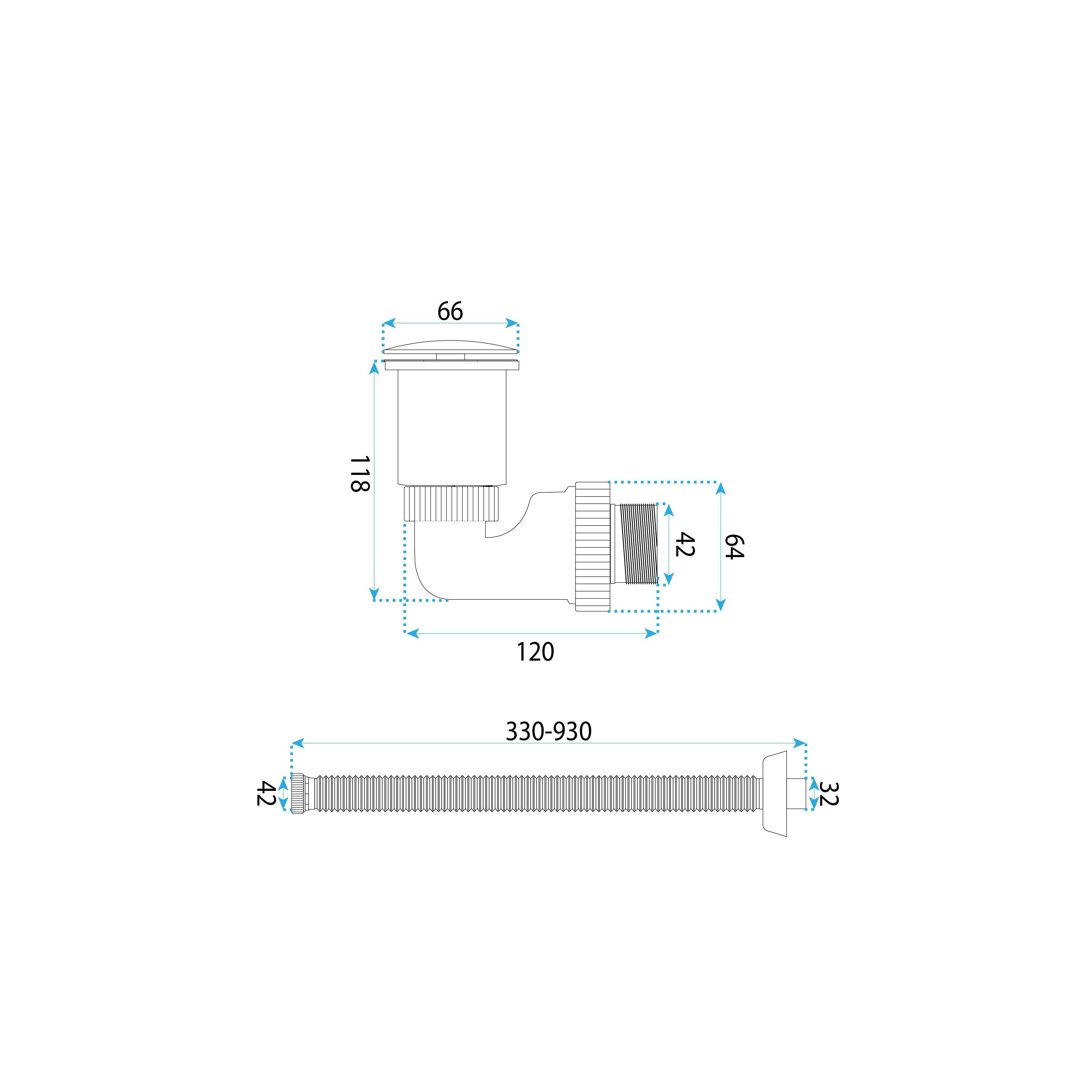 Washbasin siphon with click-clack drain REA Flow White