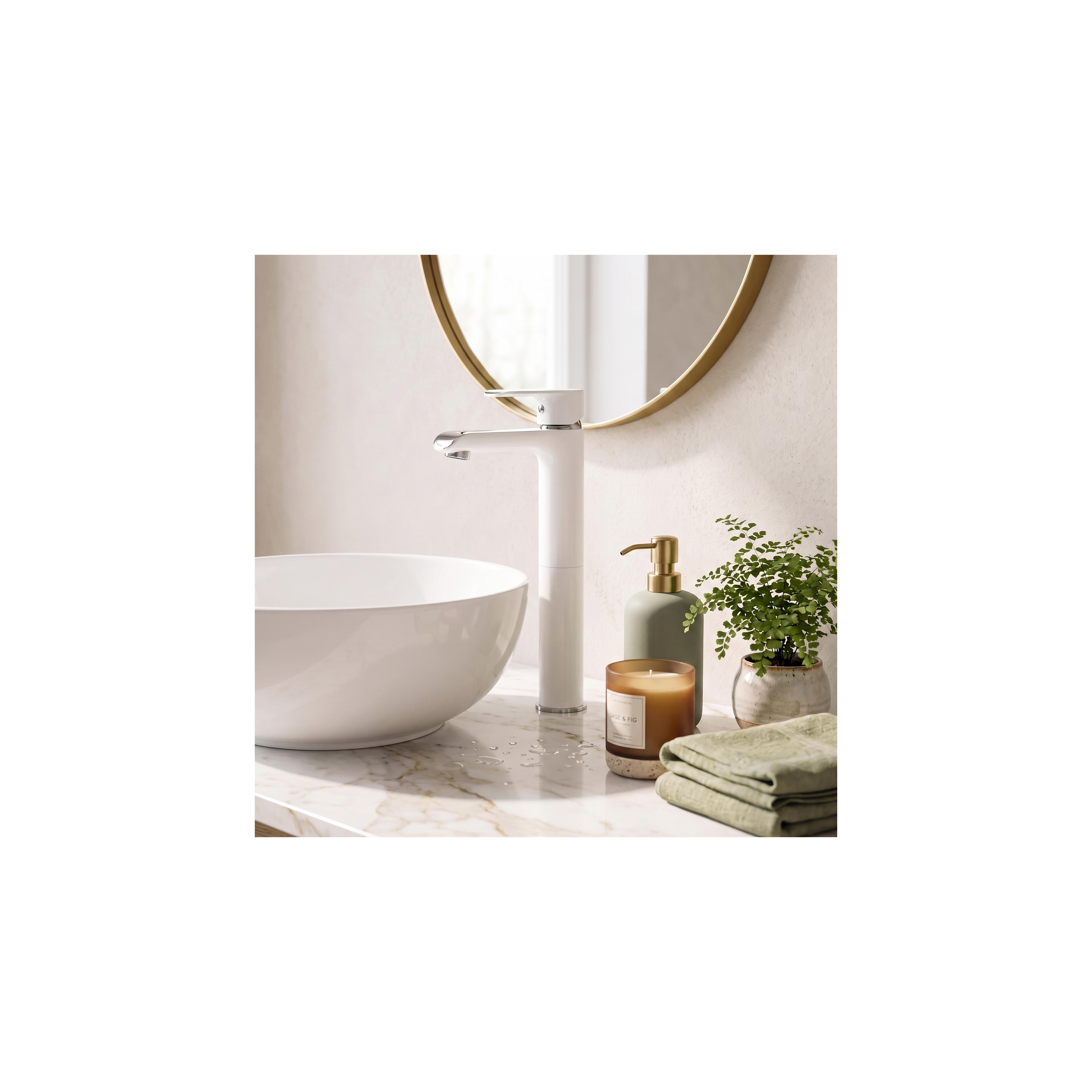 Waschbeckenarmatur REA Bloom White Chrom high