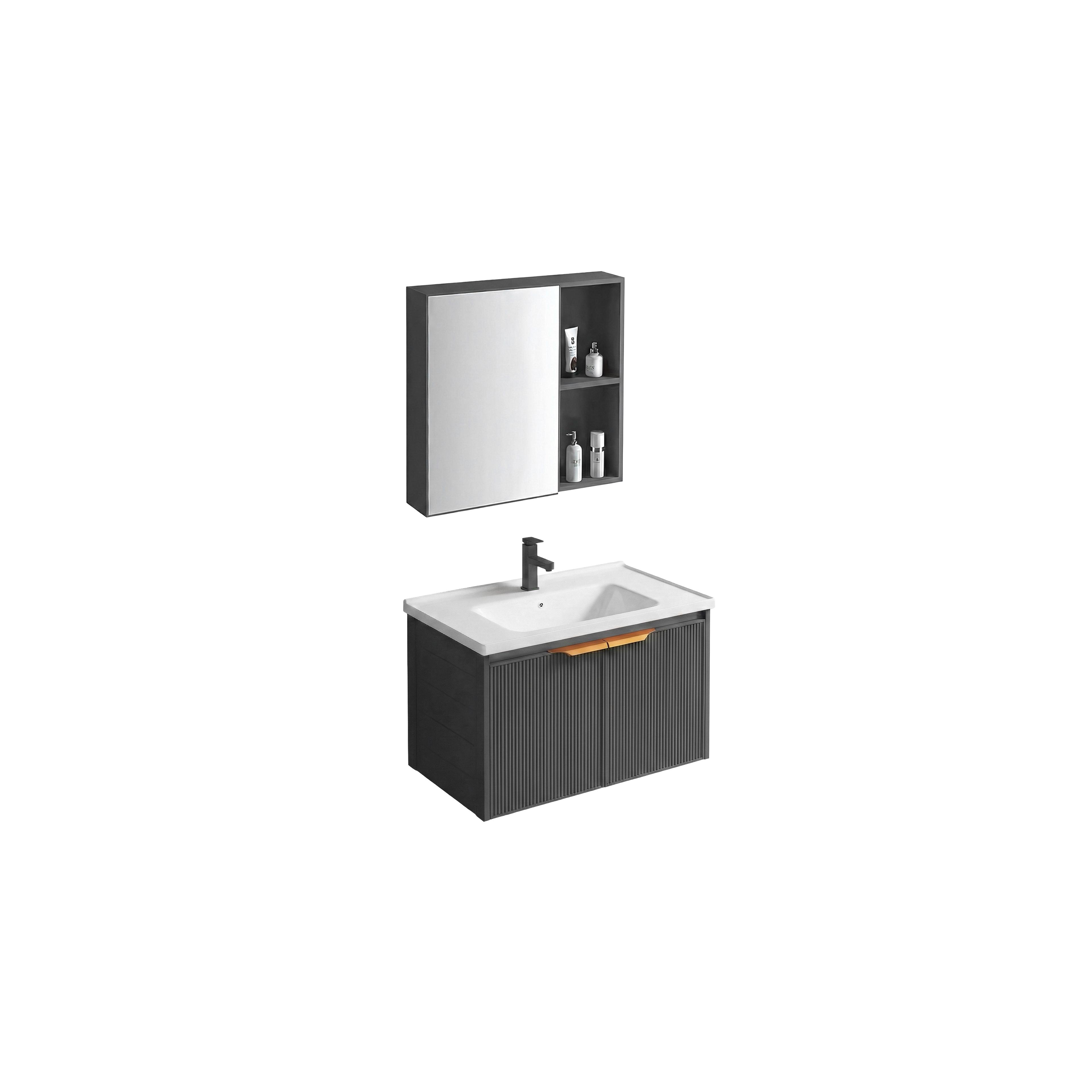 Badezimmermöbel-Set mit Waschbecken Mario 60cm Grey
