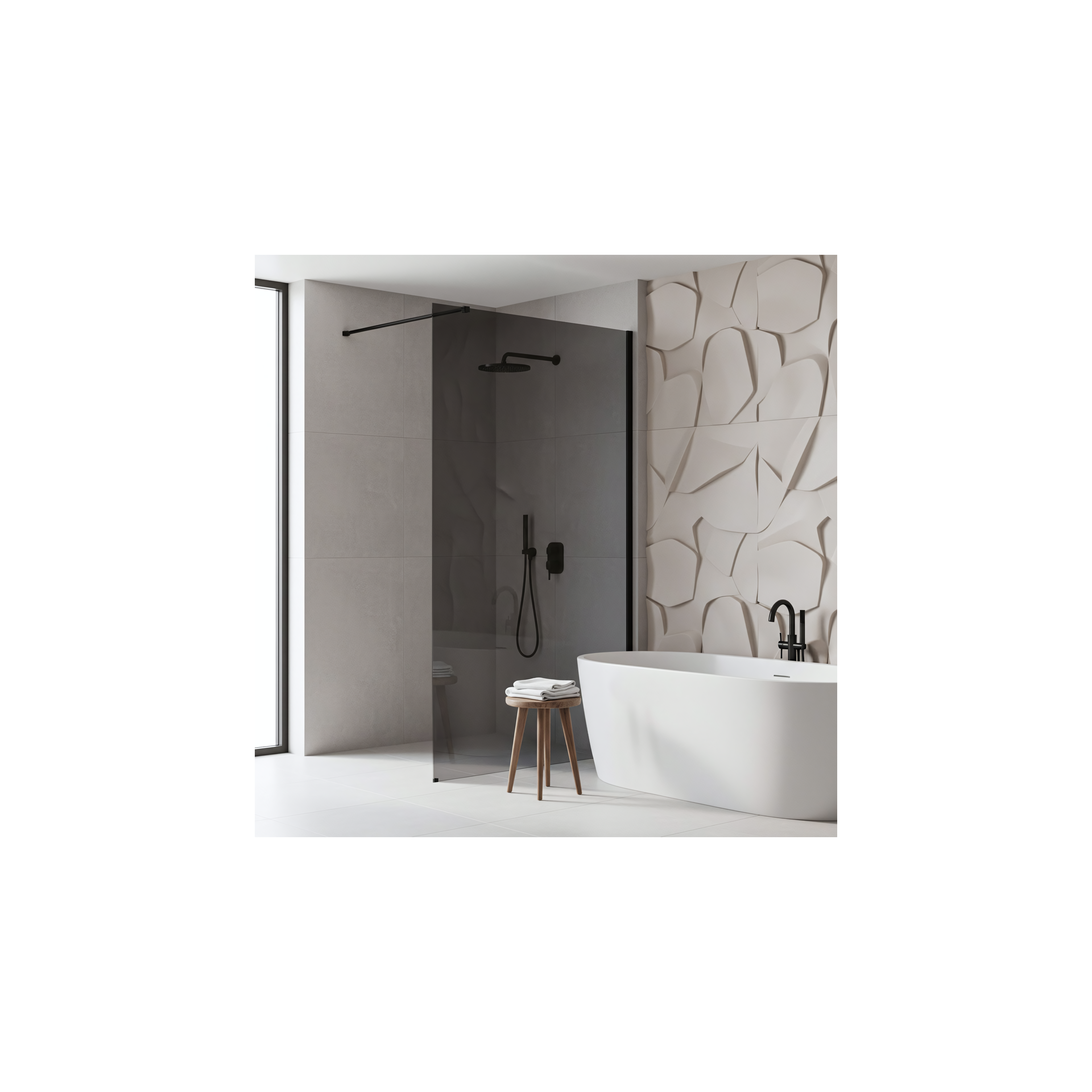 Duschwand Rea Flexi Grey / Black 90