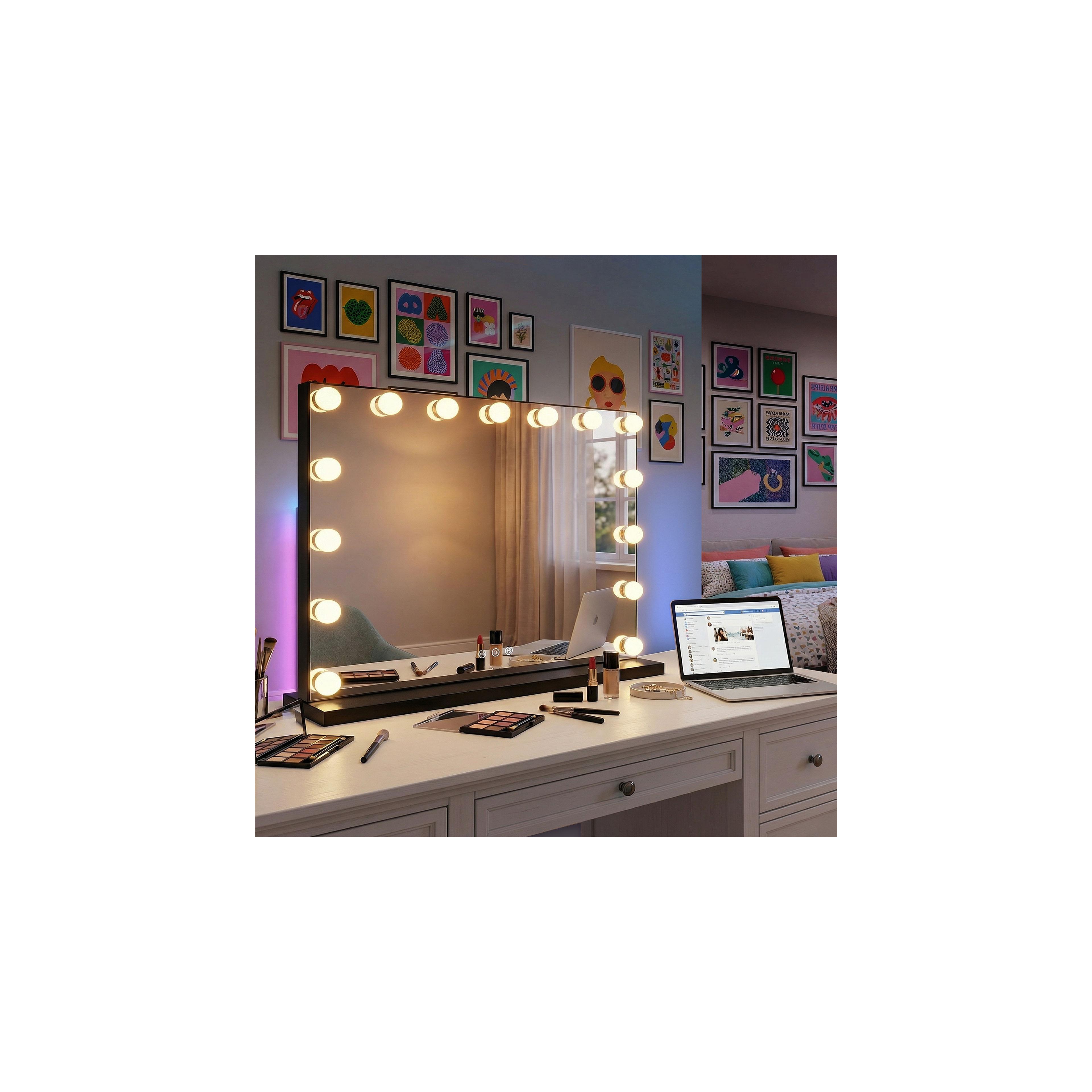 Spiegel LED HOLLYWOOD Black 80x60