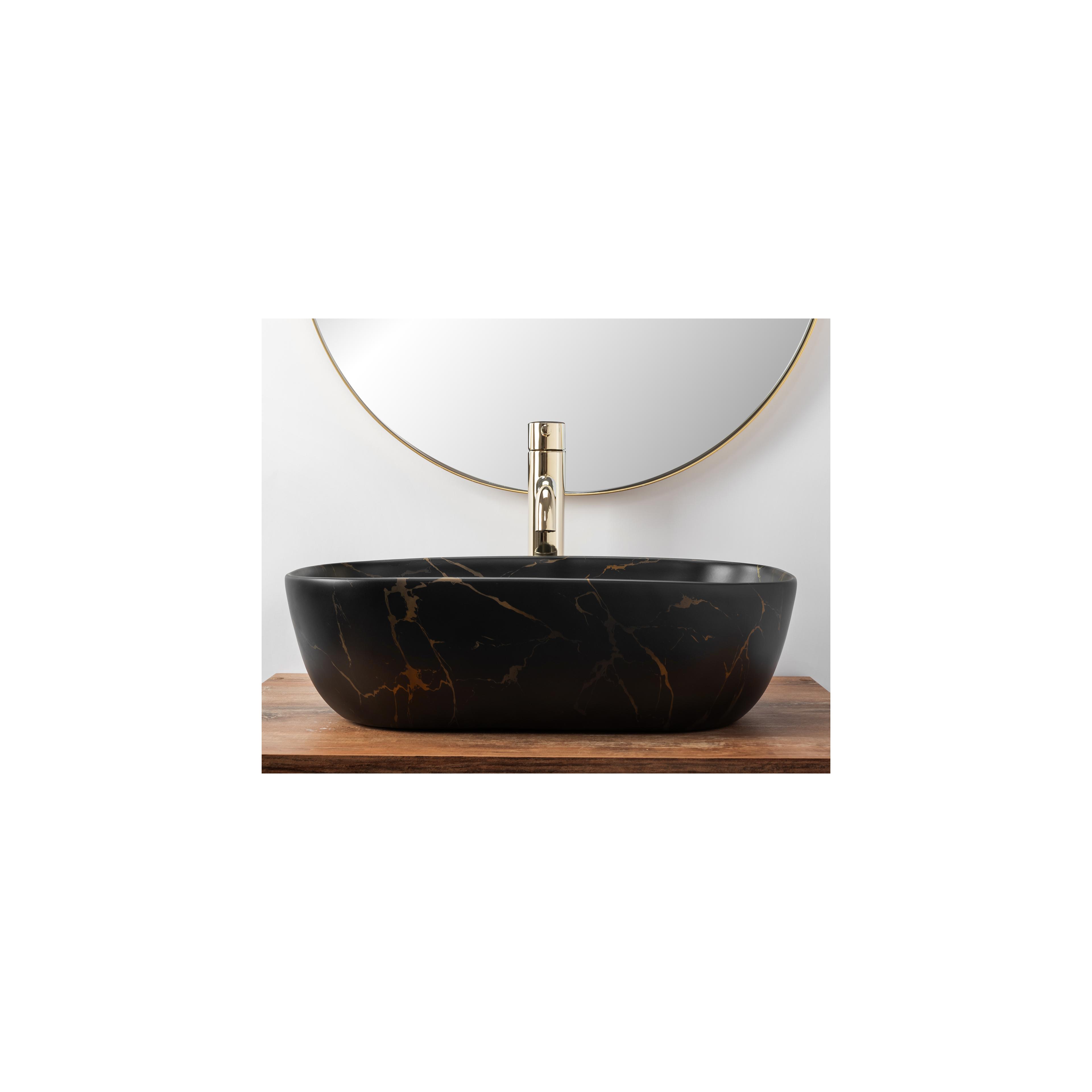 Νιπτήρας Rea Belinda Black Marble Matt Μ 46,5 x Π 33,5 x  Υ 13,5 cm