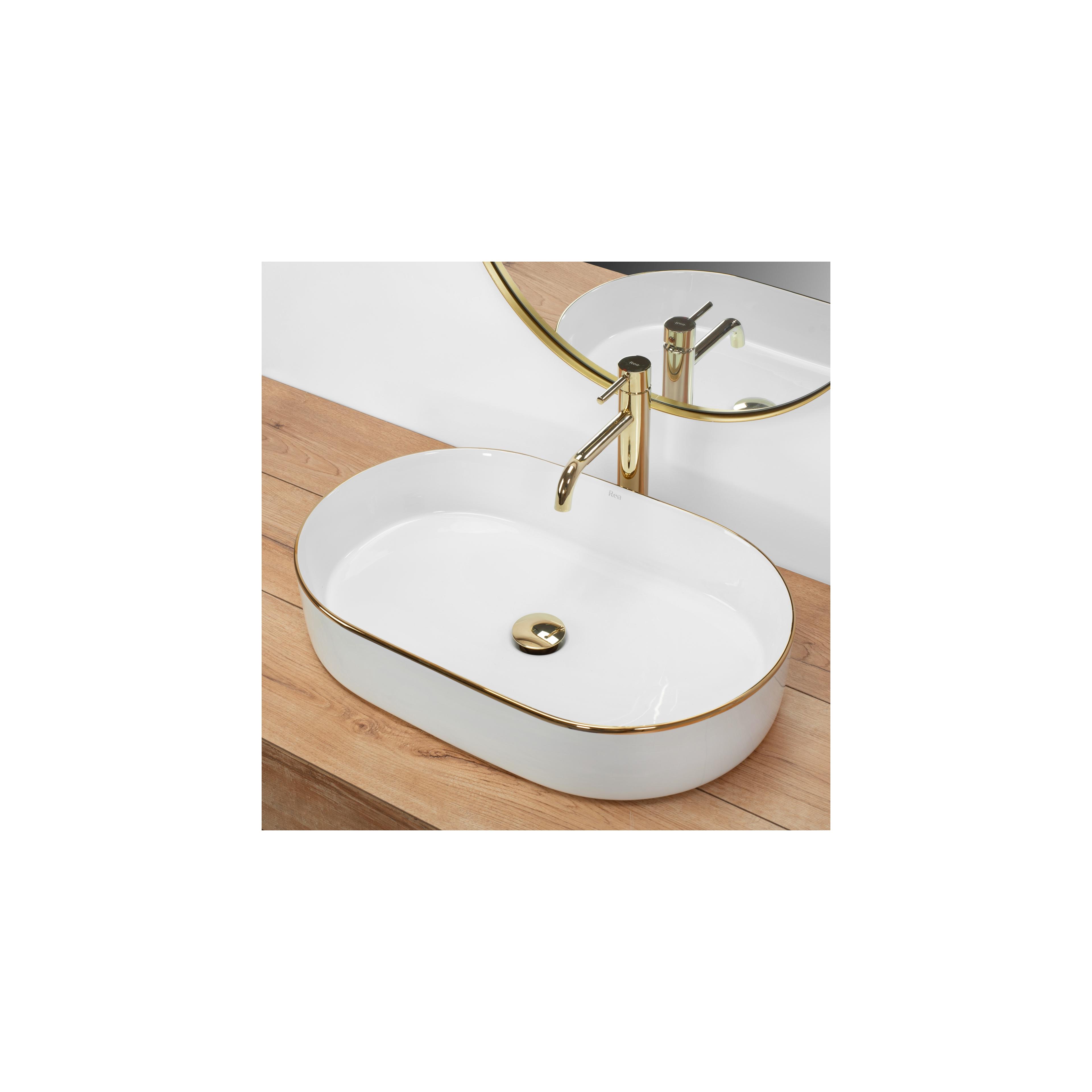 Aufsatzwaschbecken Rea Nadia white Gold edge