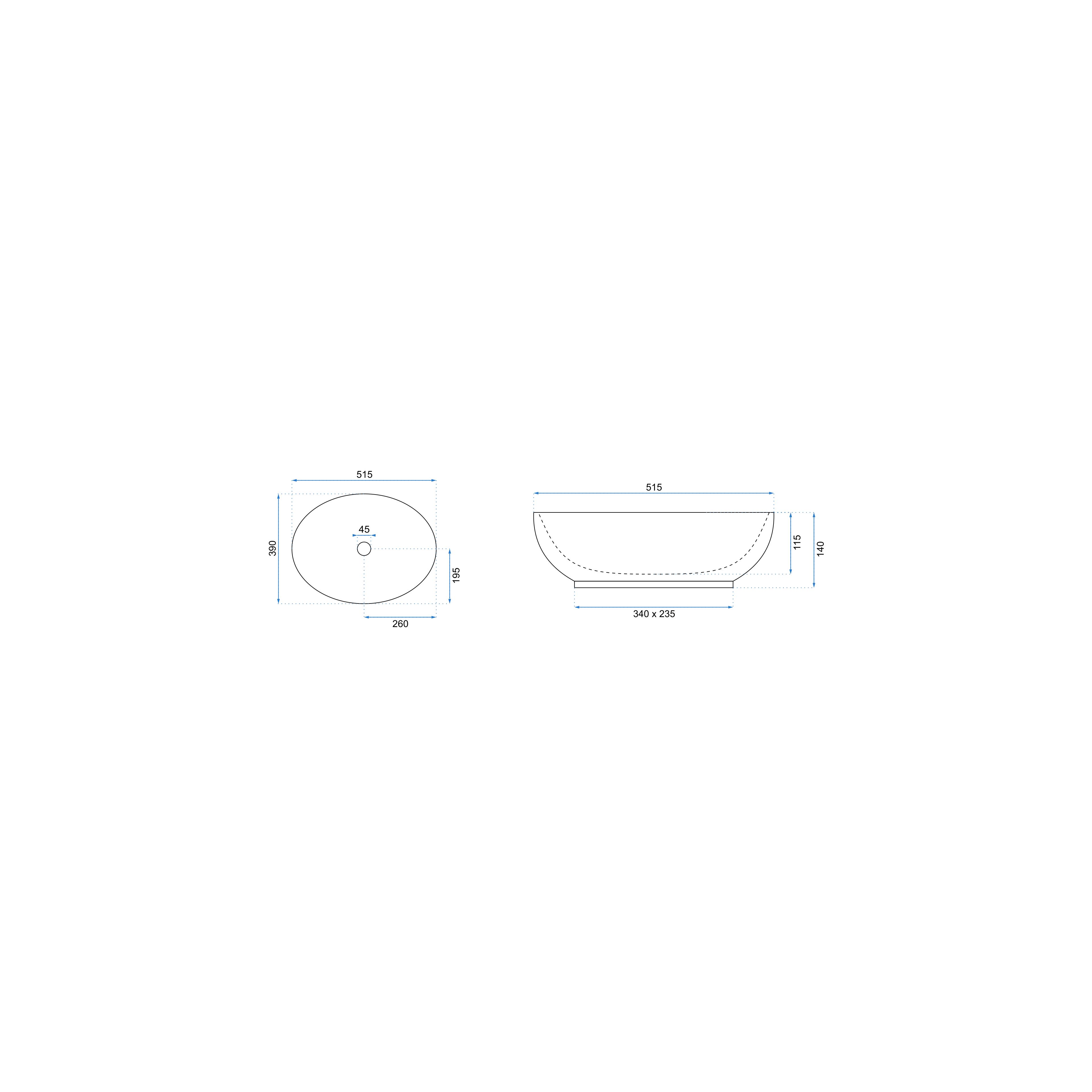 Lavabo sobre encimera Rea Carola Slim