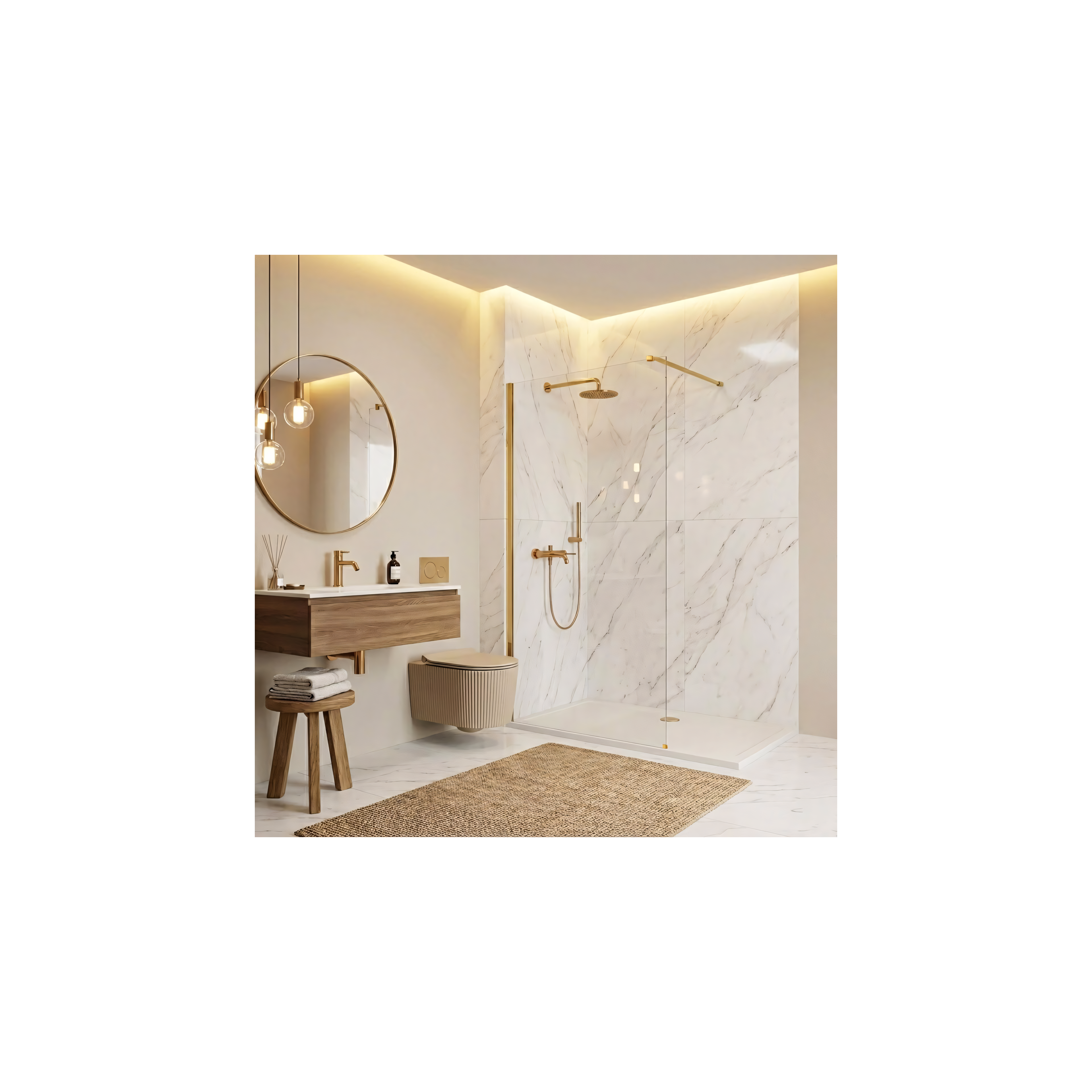 Tuš zaslon Rea Flexi Transparent / Gold 70