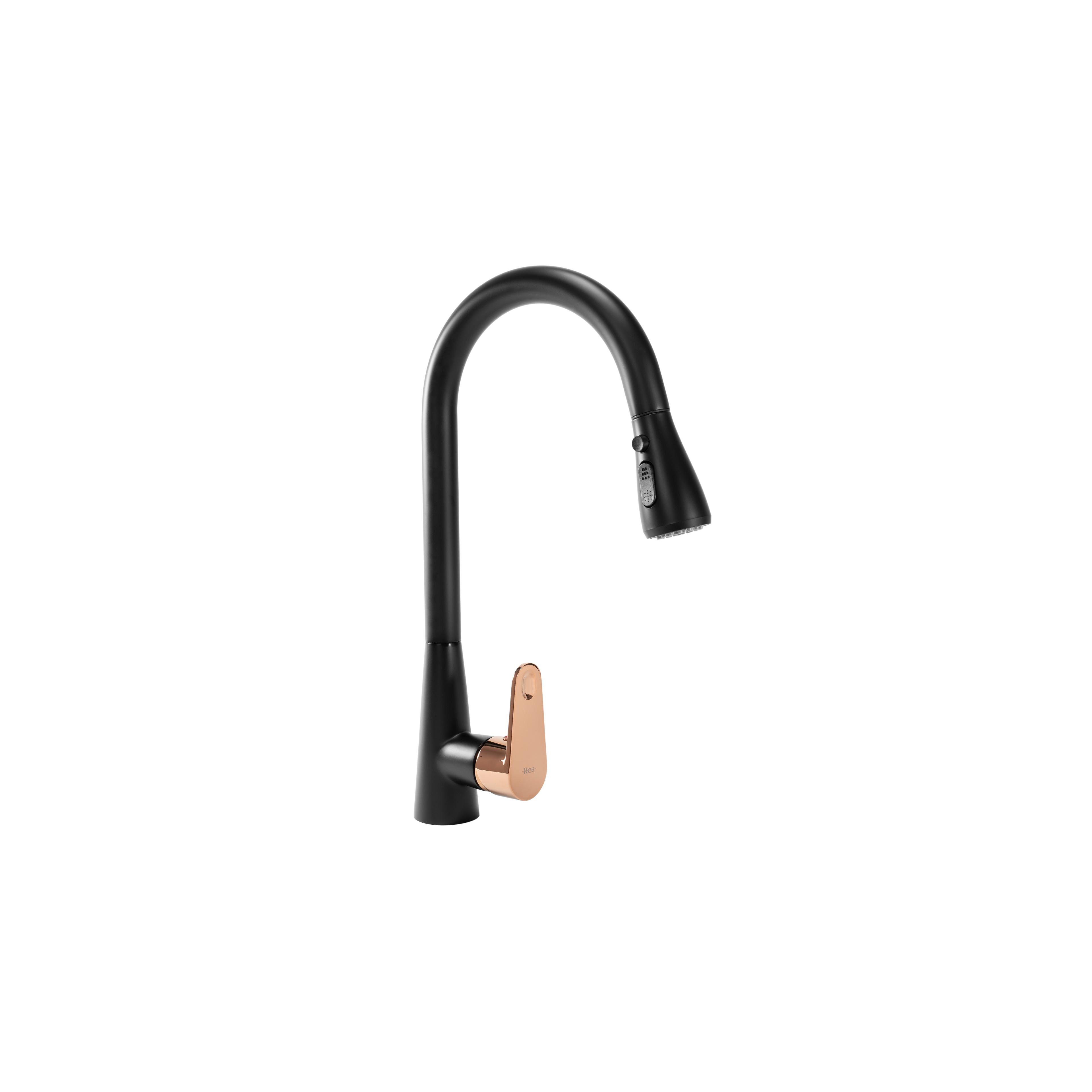 Küchearmatur Rea Mild black mat rose gold