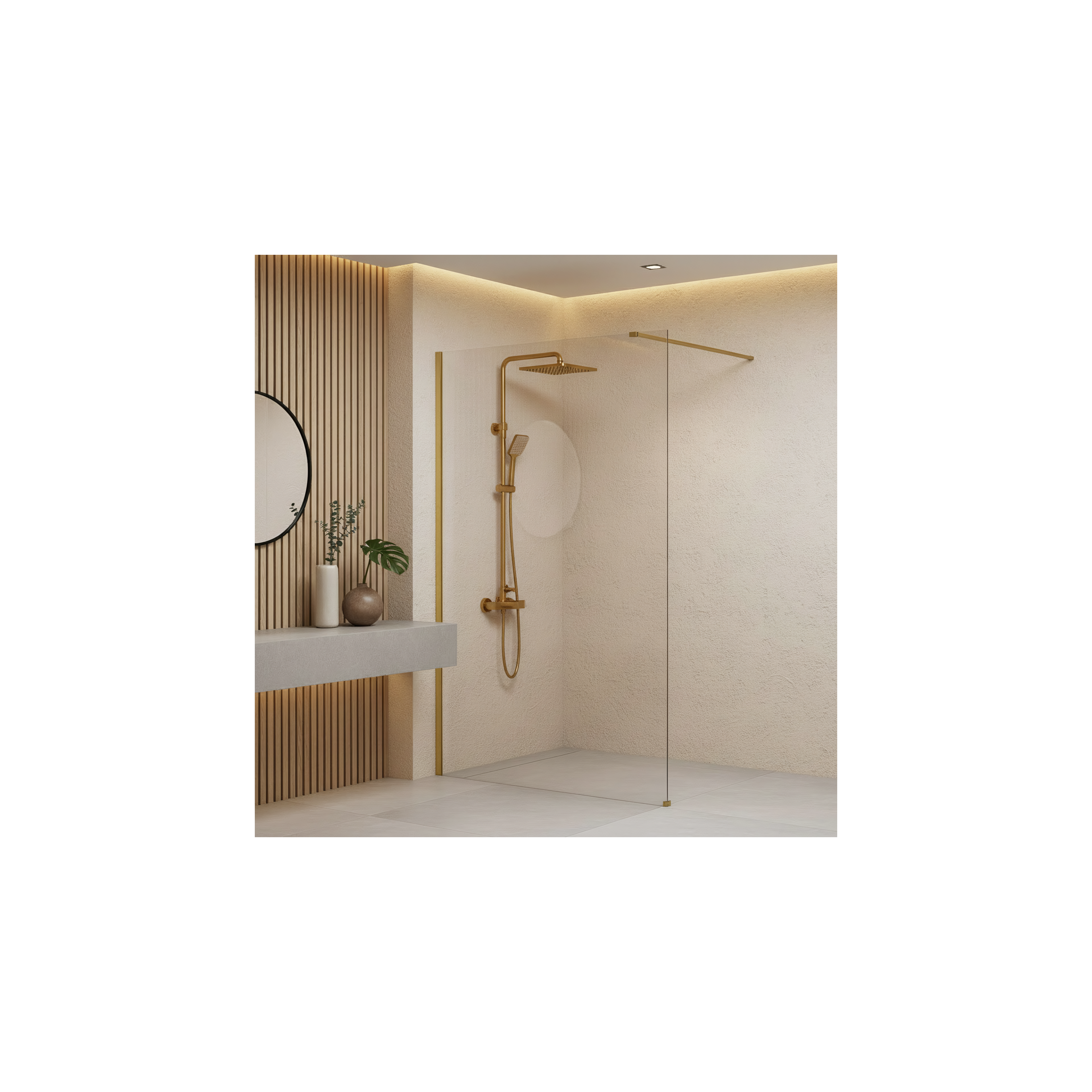 Duschwand Rea Flexi Transparent / Brush Gold 110