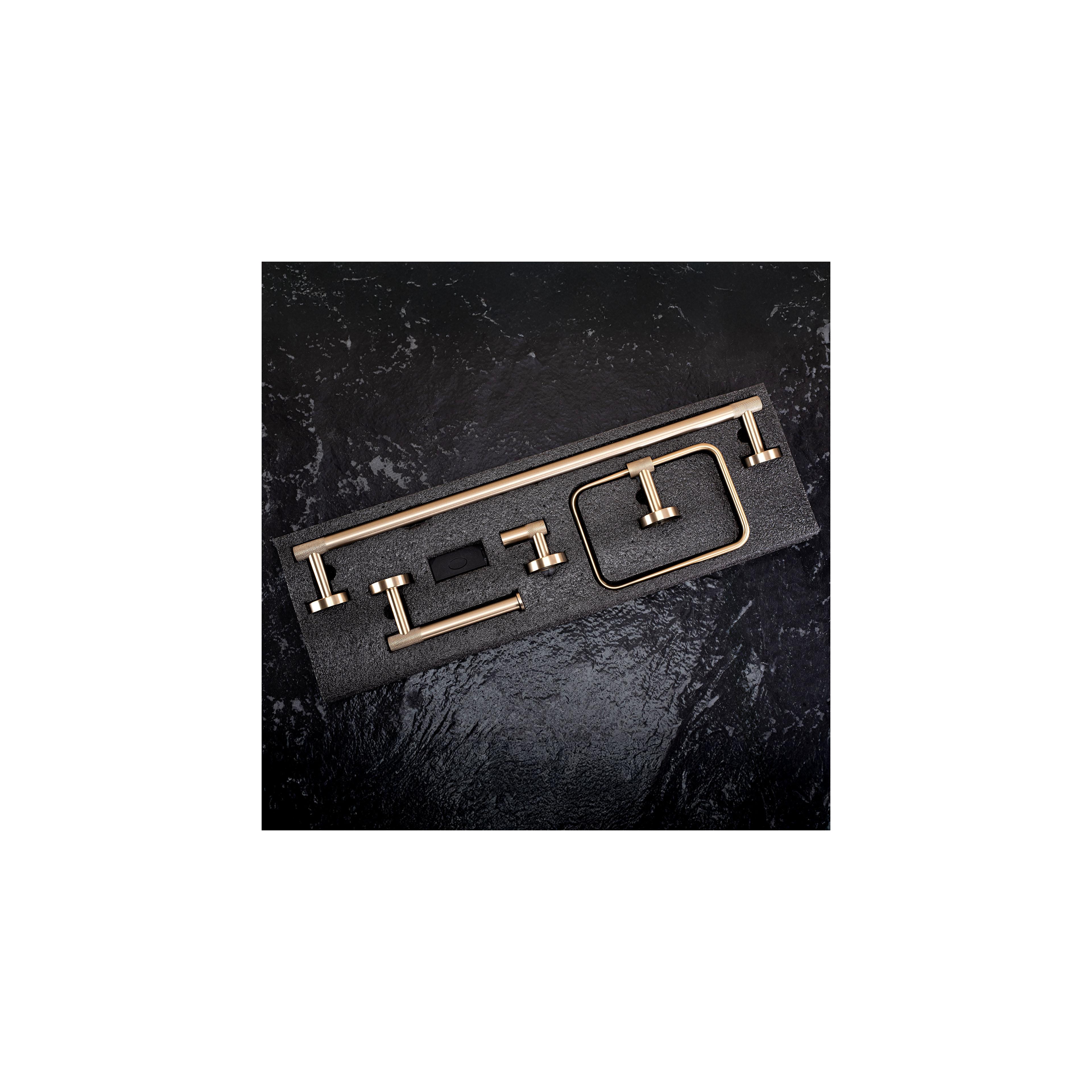 Badezimmer-Accessoire-Set GRID Brush Gold 4-teilig