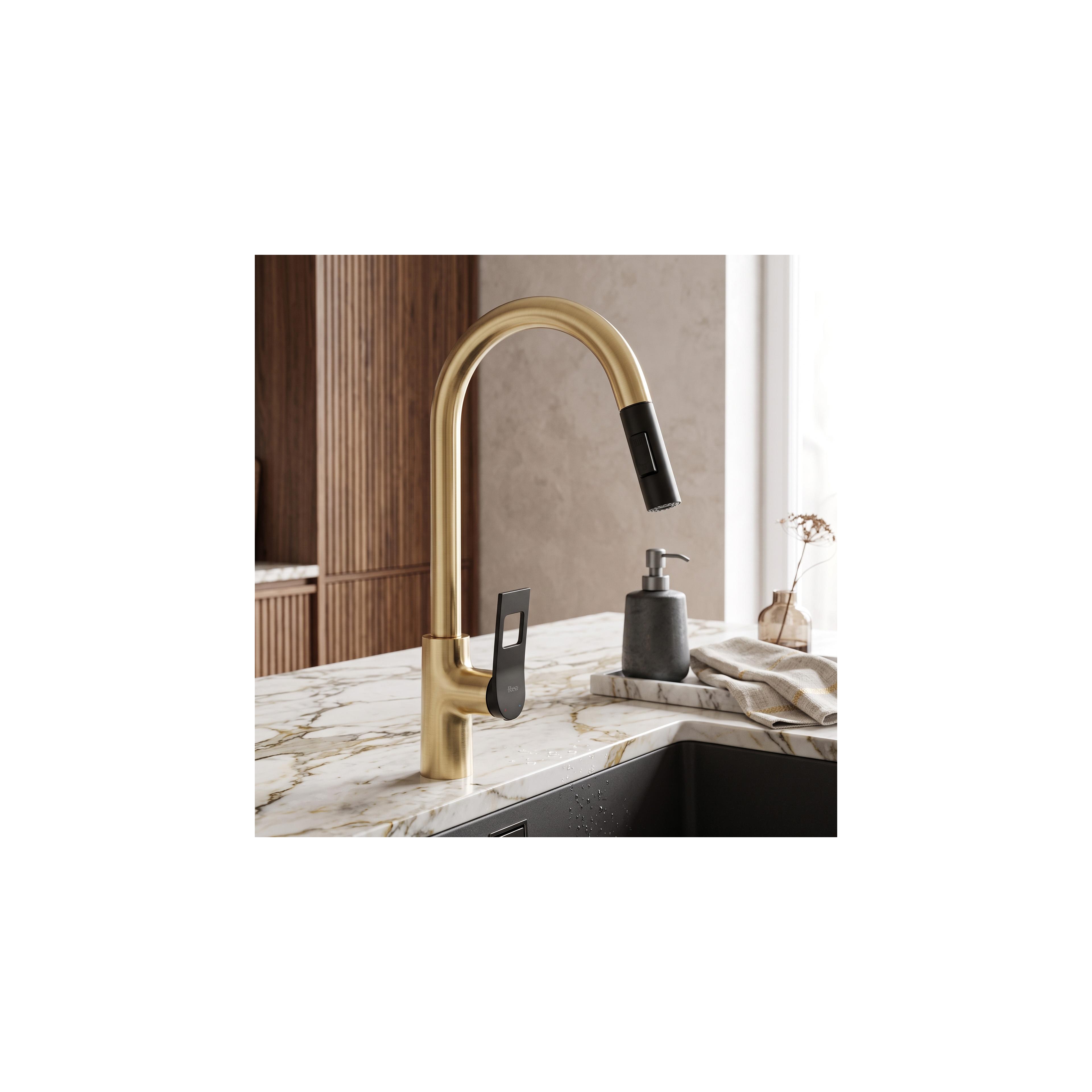 Virtuves maisītājs Rea SOUL Black/Gold Brushed