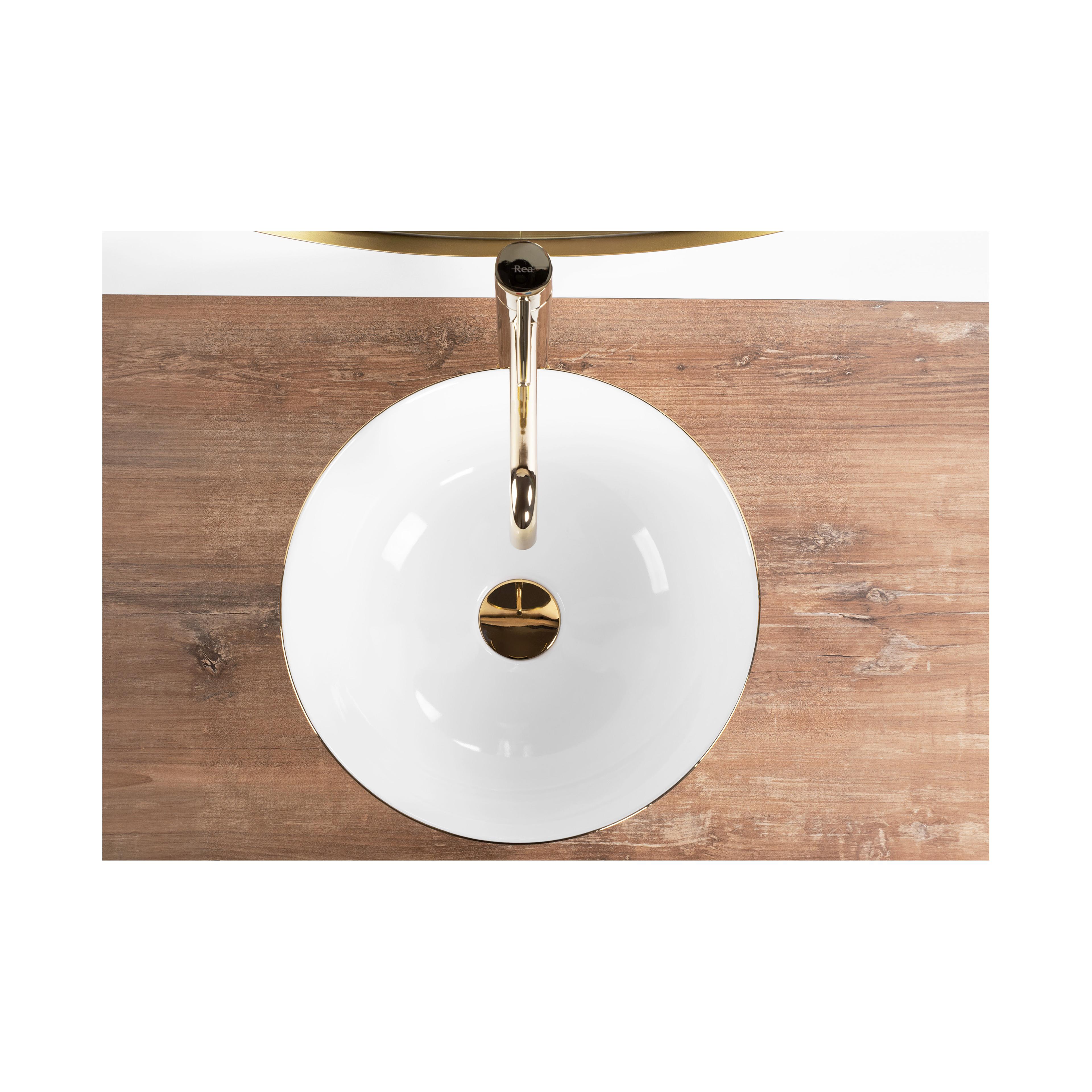 Countertop Basin Stella White gold edge