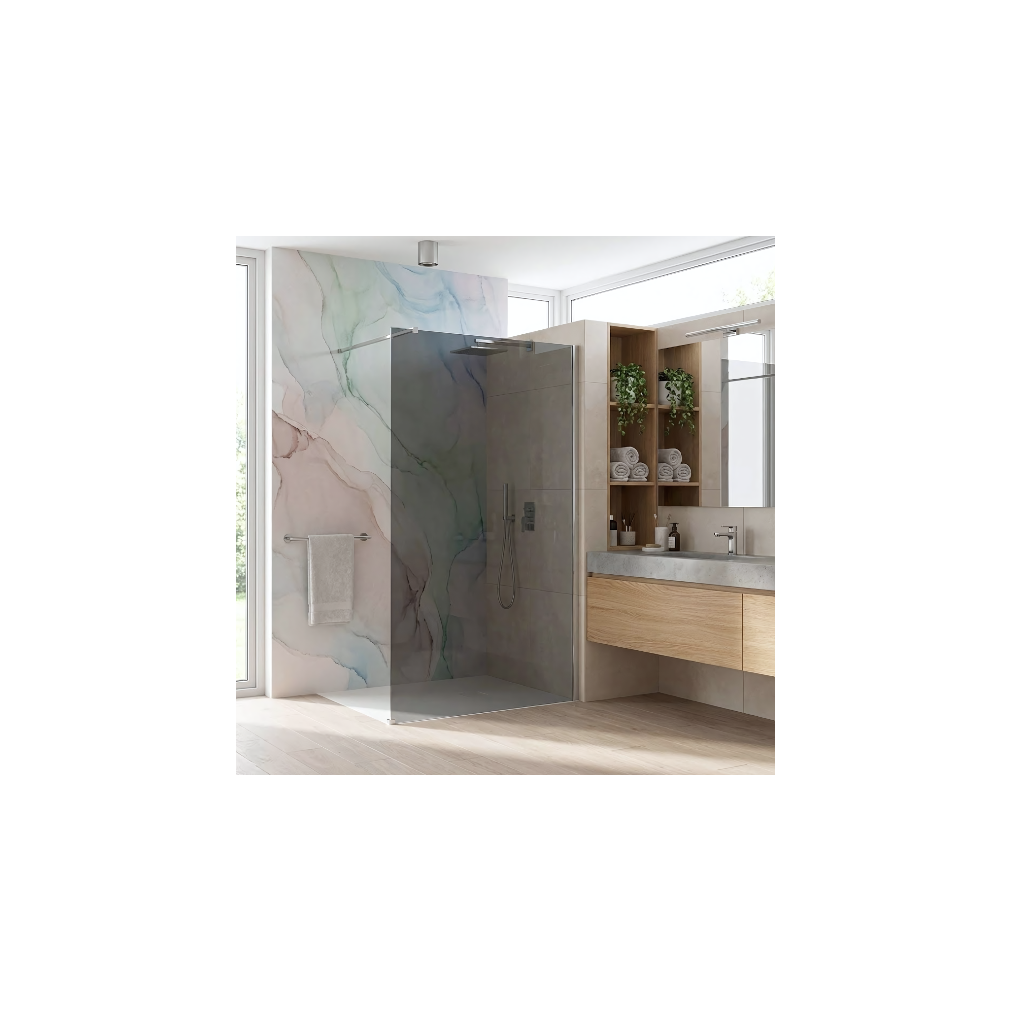 Duschvägg Walk-In Rea Flexi Grå / Krom 110