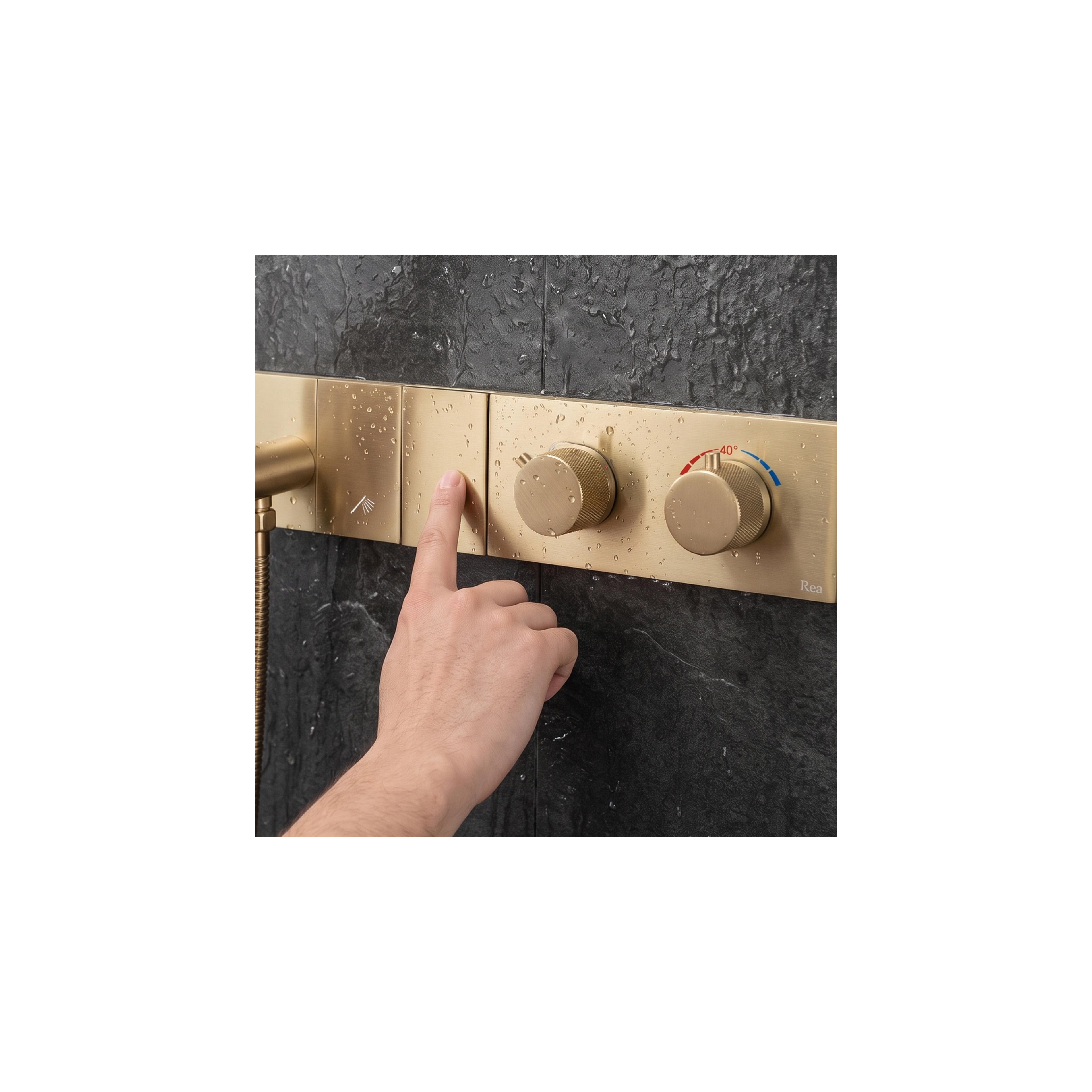 Душ система за вграждане Rea Uni Brush Gold  + BOX