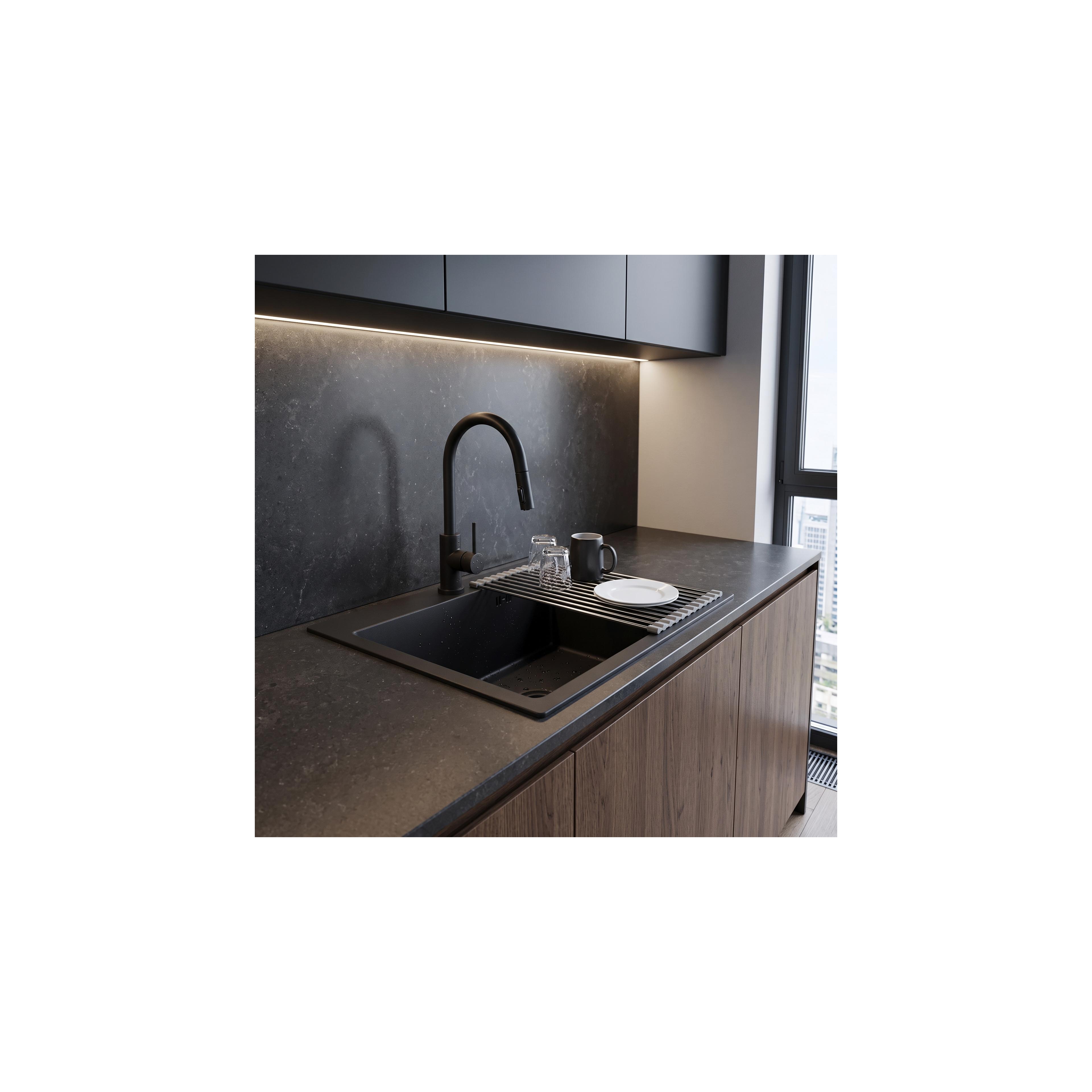 Stahlspüle mit 3-teiligem Zubehörset REA Leo 50 Black