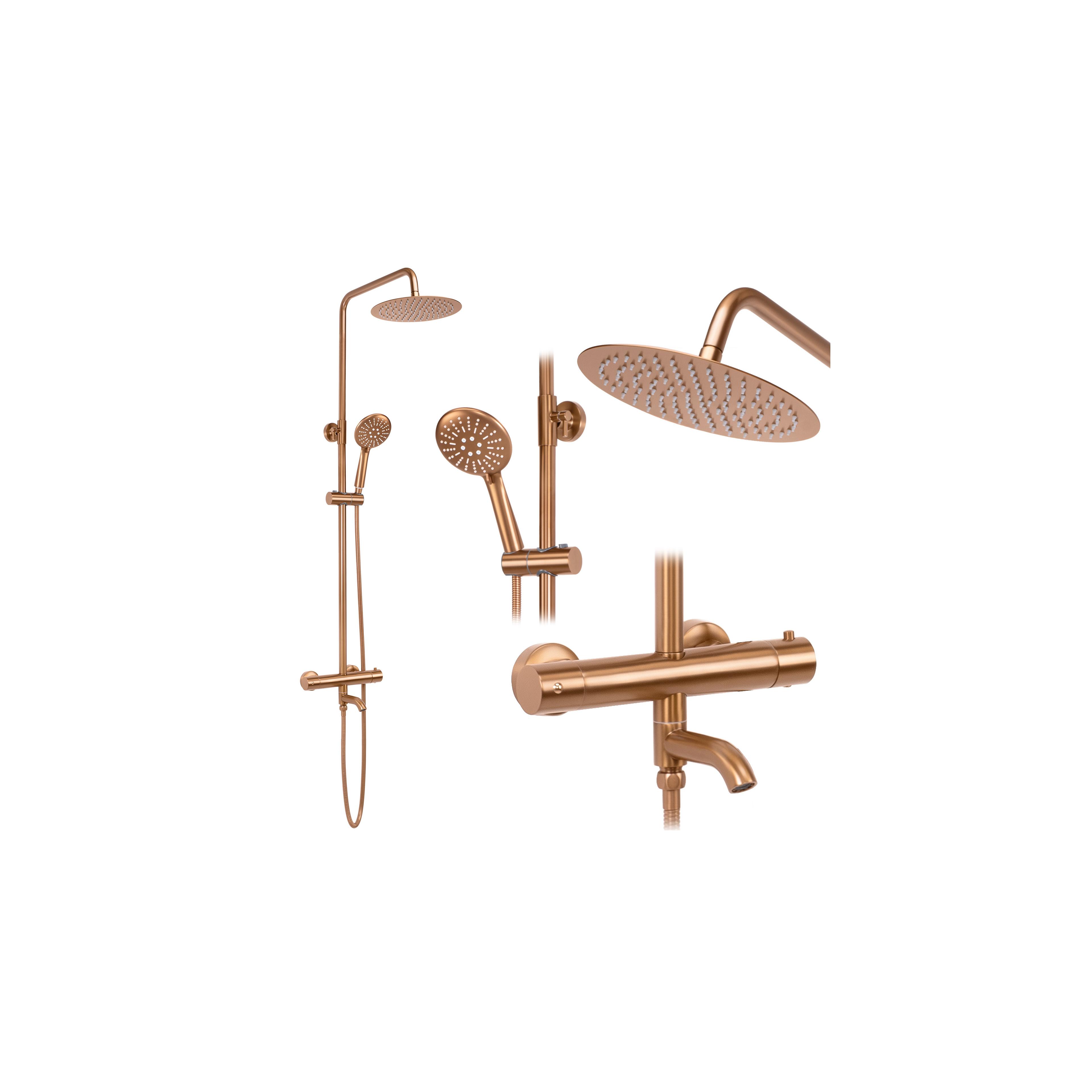 Kit de douche avec thermostat REA Lungo Copper Brush