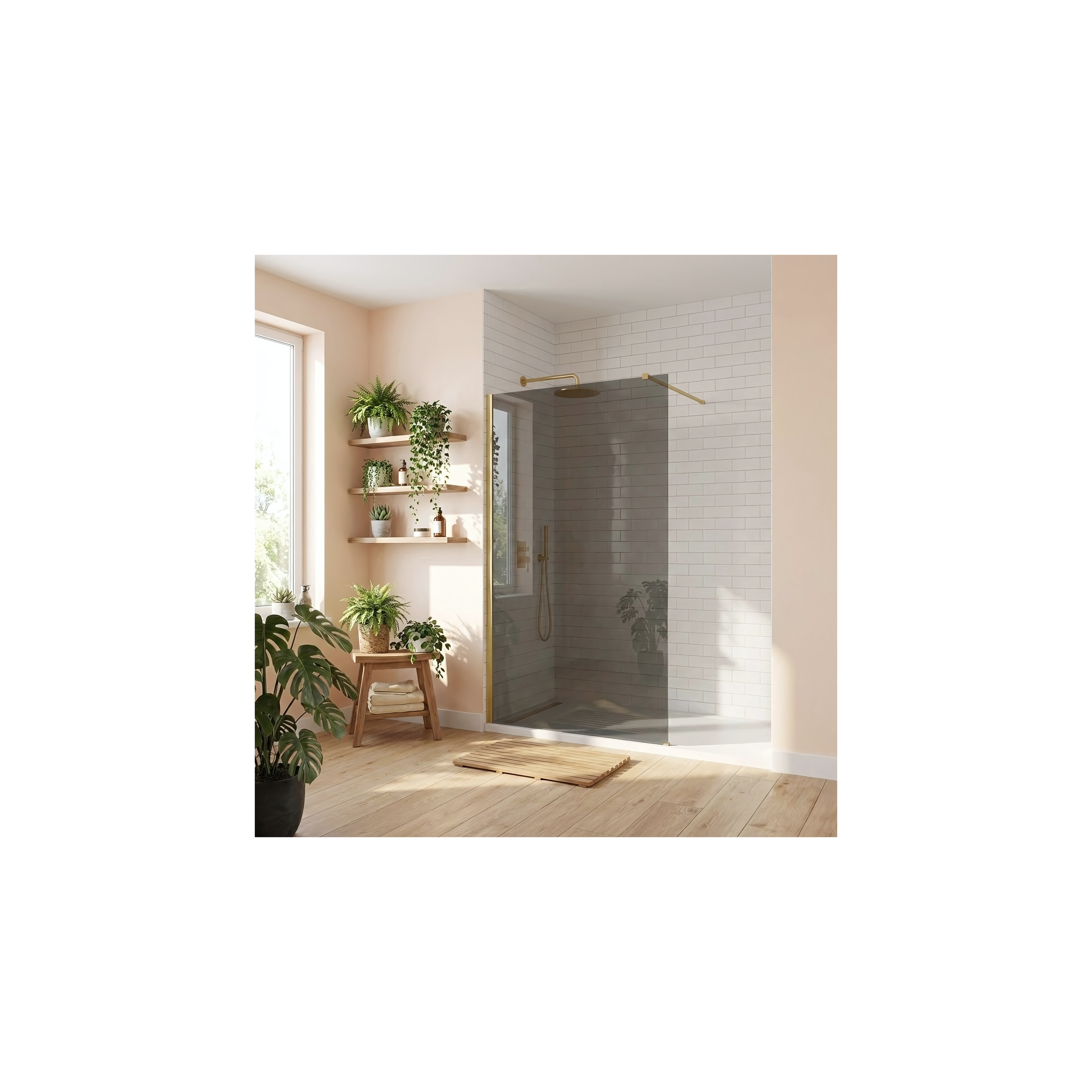 Duschwand Rea Flexi Grey / Brush Gold 110