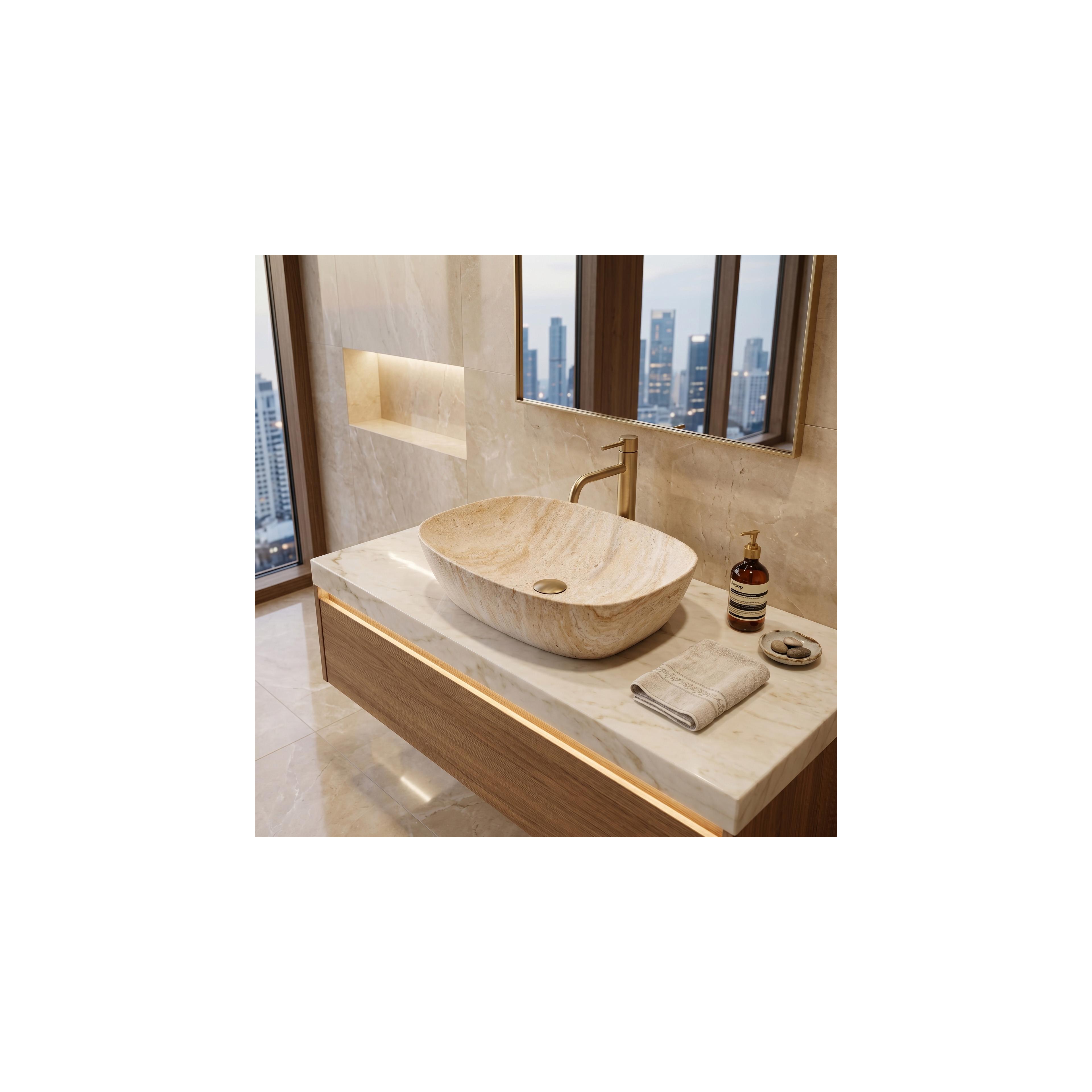 Aufsatzwaschbecken Rea Freja Travertine Matt
