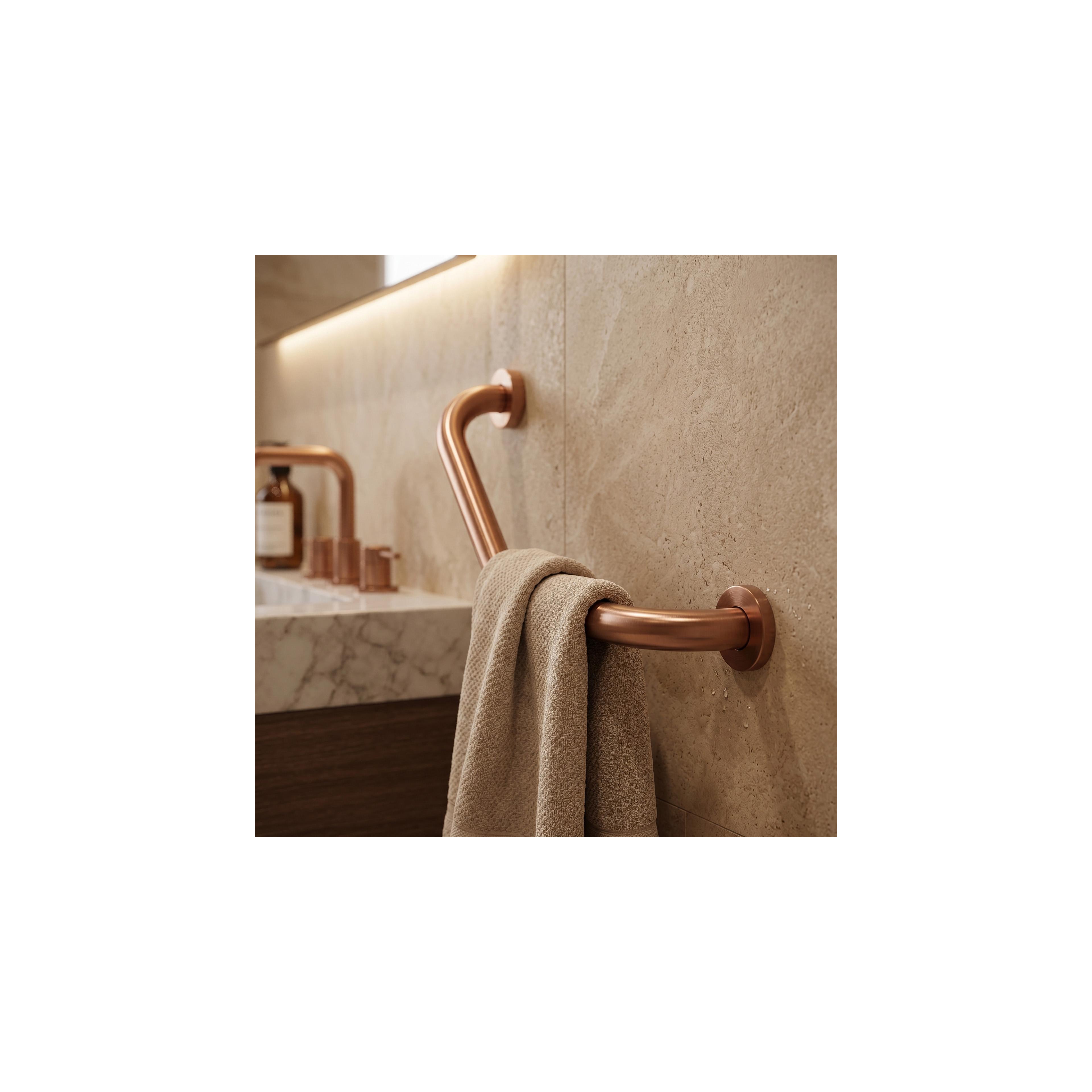 Angewinkelte Badezimmer-Haltestange BRUSH COPPER