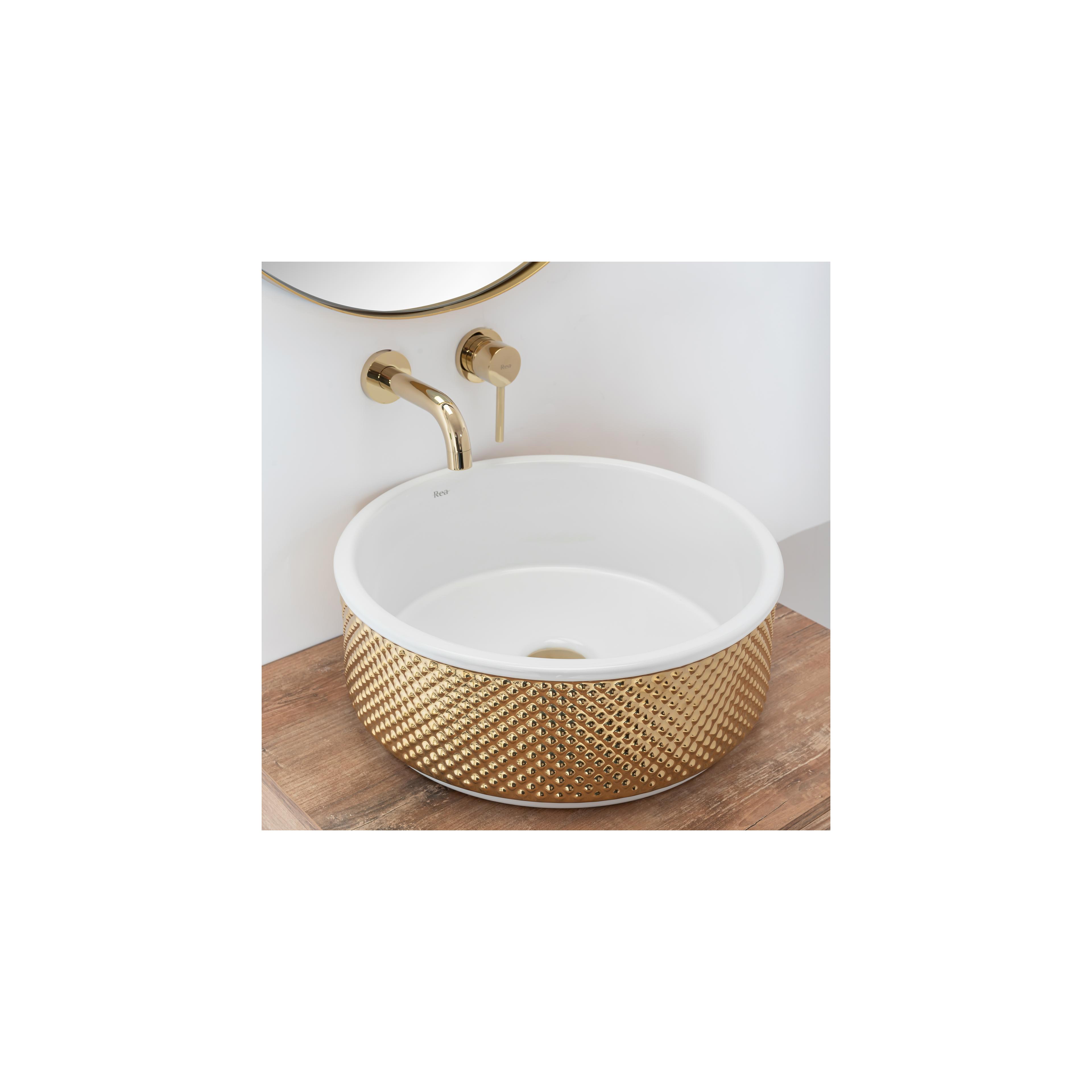 Πάγκος νιπτήρας Rea Helen Gold White 42 x 42 x 16 cm