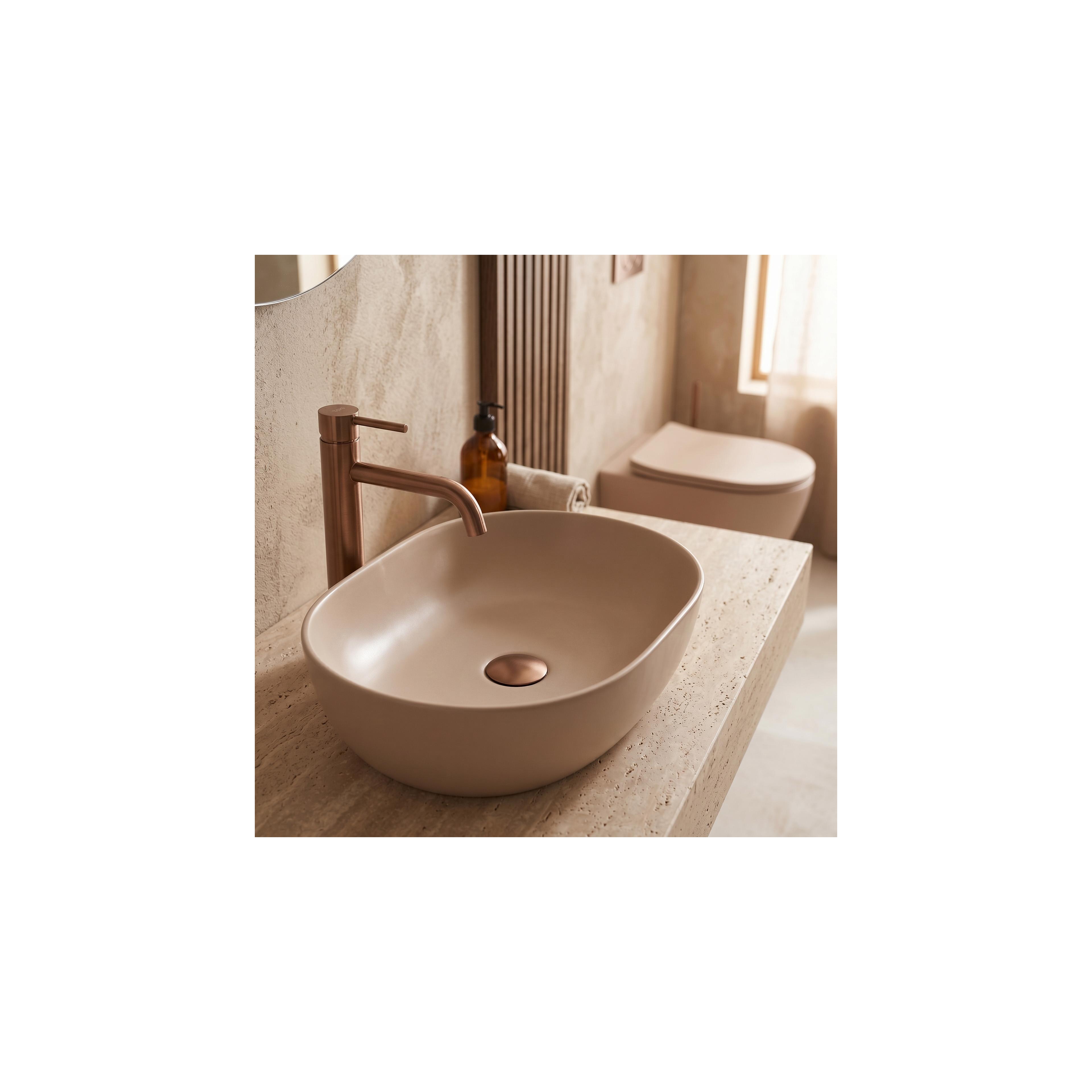 Set: Wandhängendes WC + Aufsatzwaschbecken Rea Duo Caffe Latte Matt