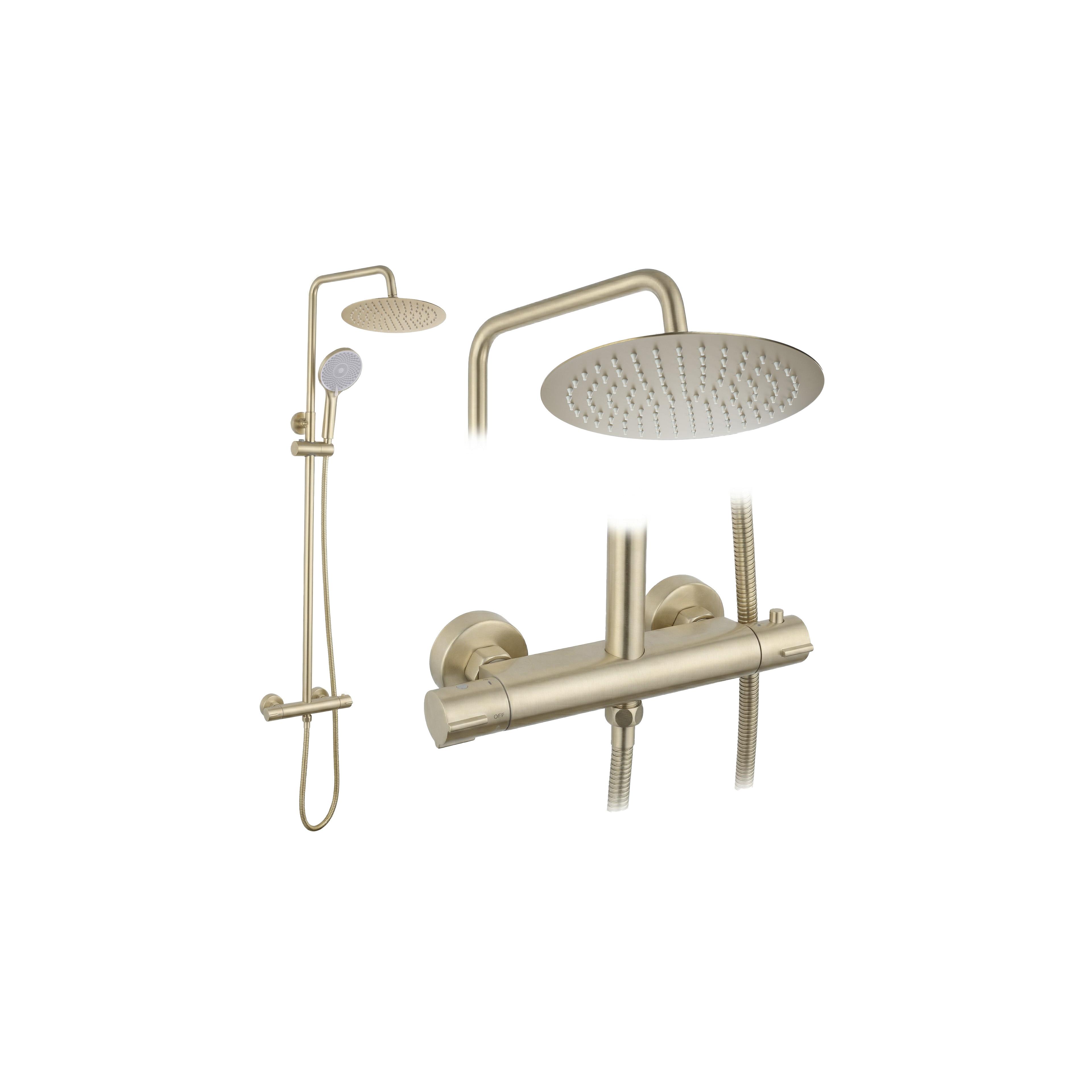 Doucheset zonder uitloop met thermostaat Rea Lungo Gold Brush