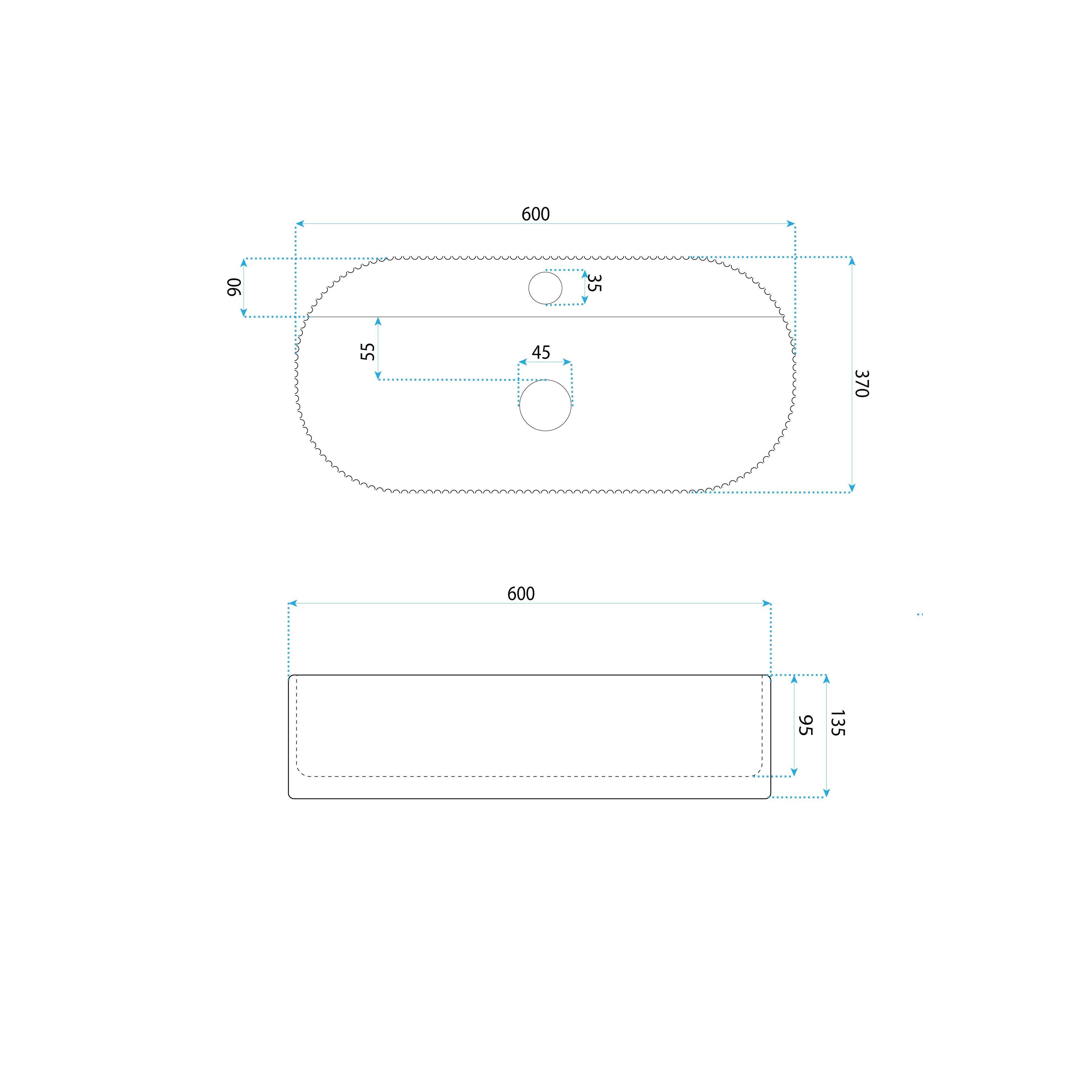 Countertop washbasin Rea Marcela 60