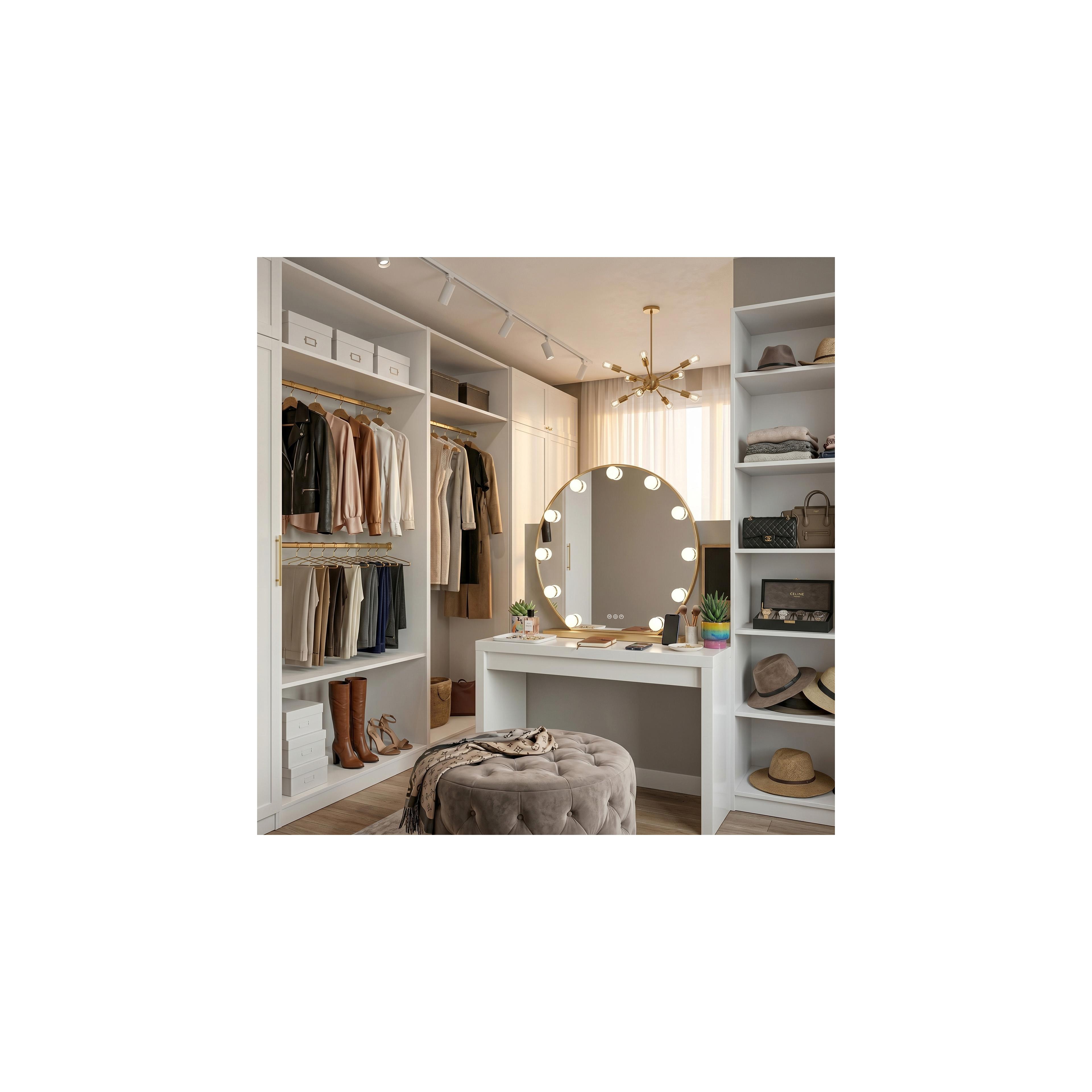Spiegel LED HOLLYWOOD L. Gold 50 cm