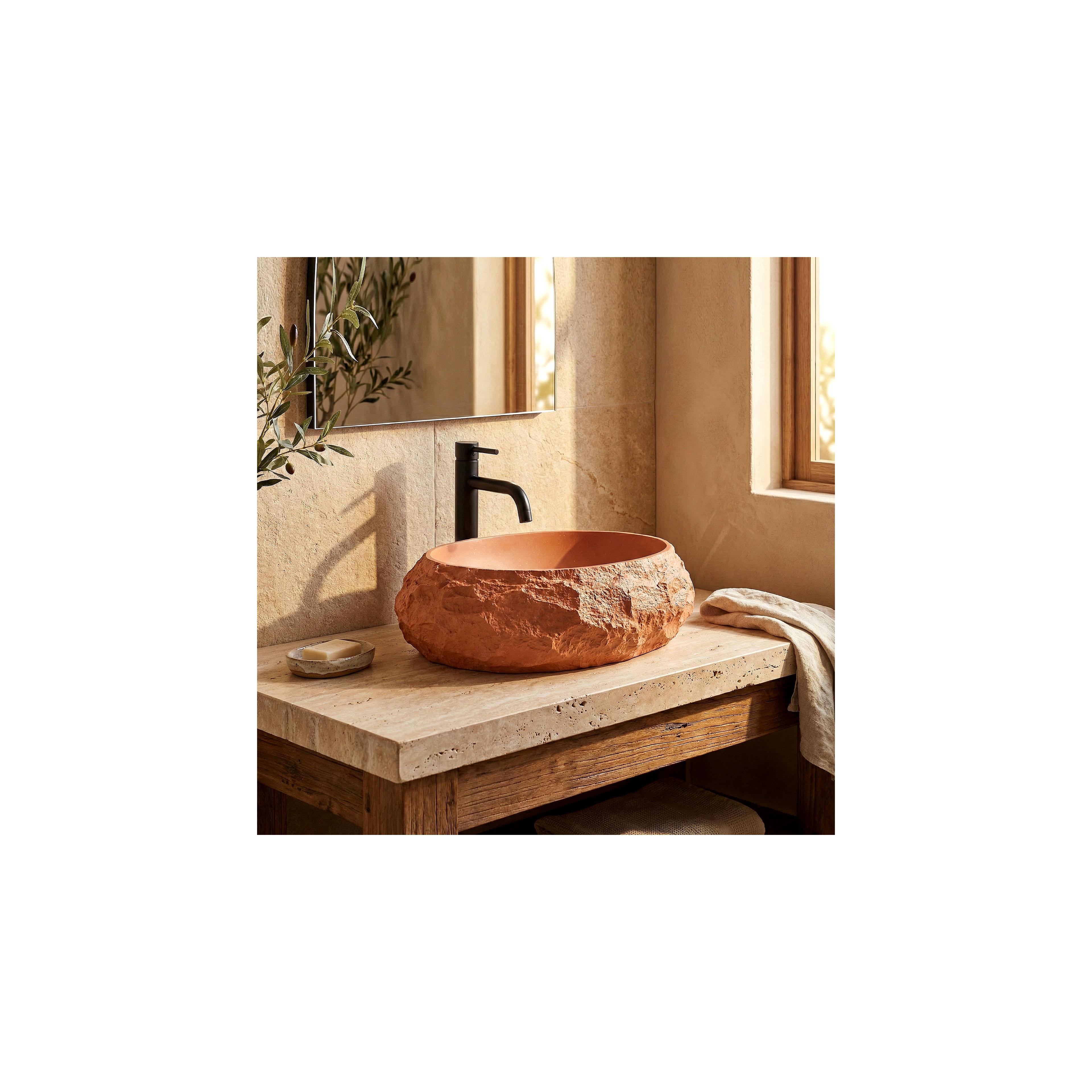 Aufsatzwaschbecken Rea Mika Terracotta