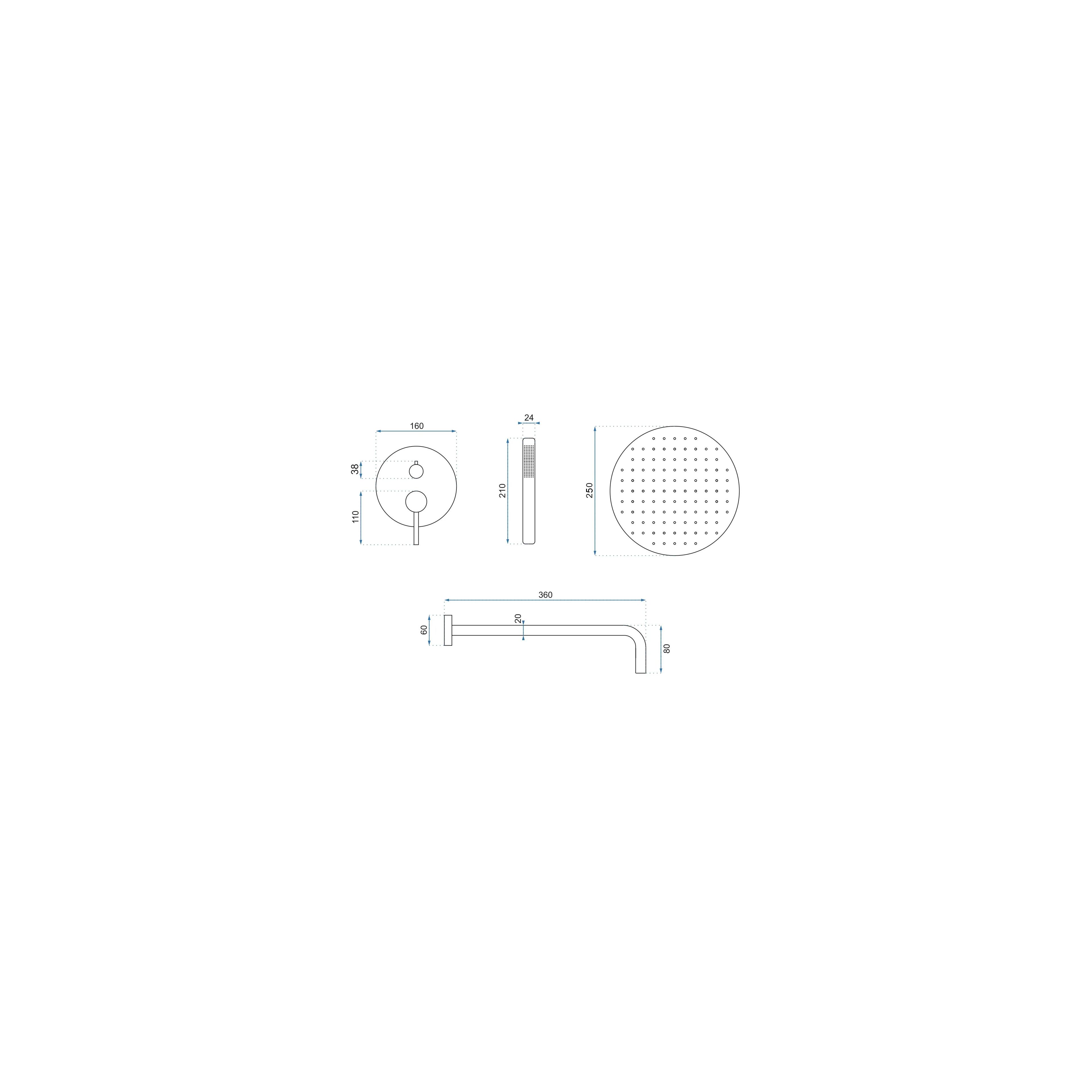 Kit de douche encastré REA Lungo Black Metallic + BOX