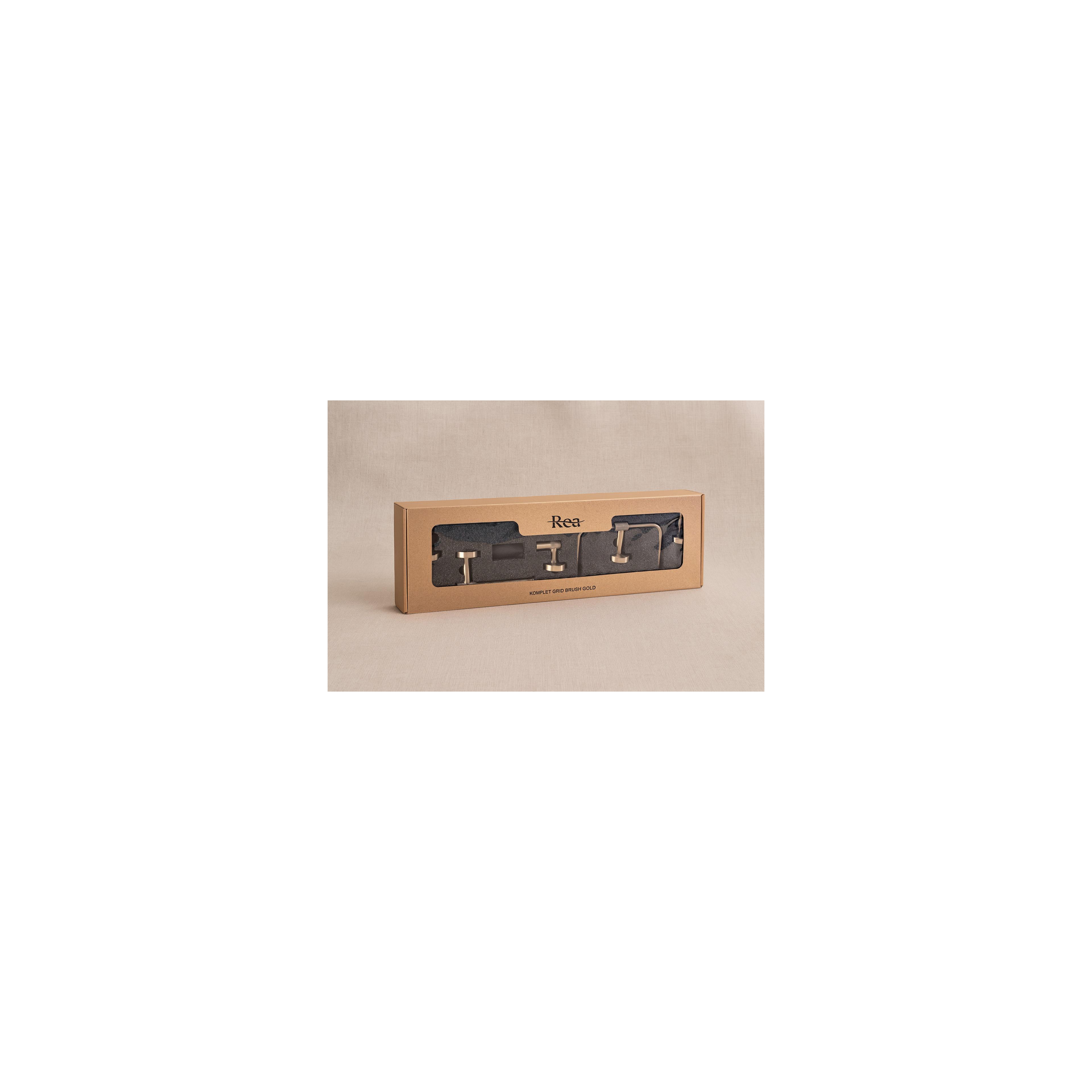 Badezimmer-Accessoire-Set GRID Brush Gold 4-teilig