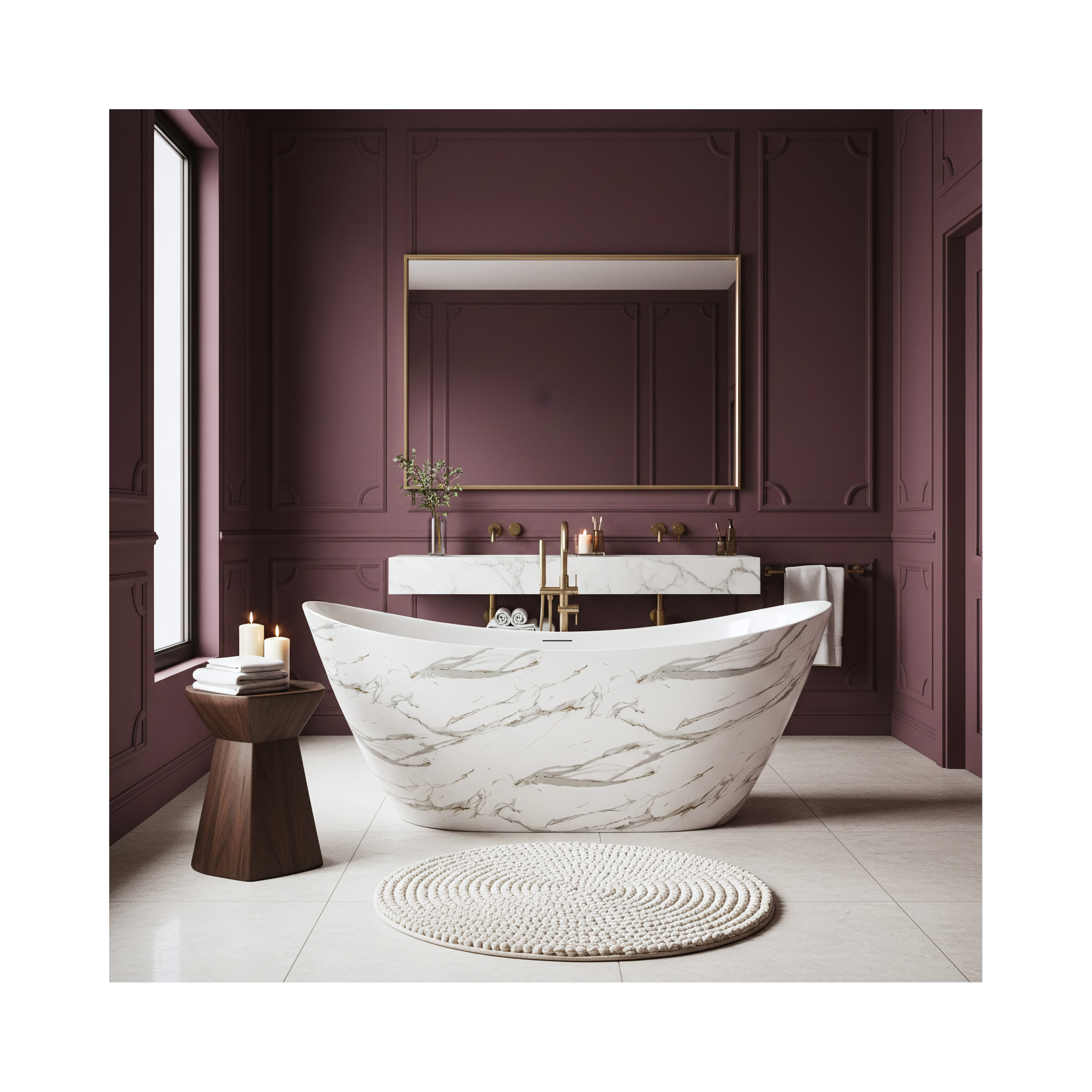 Freistehende Acrylbadewanne Ferrano Slim Nature 170