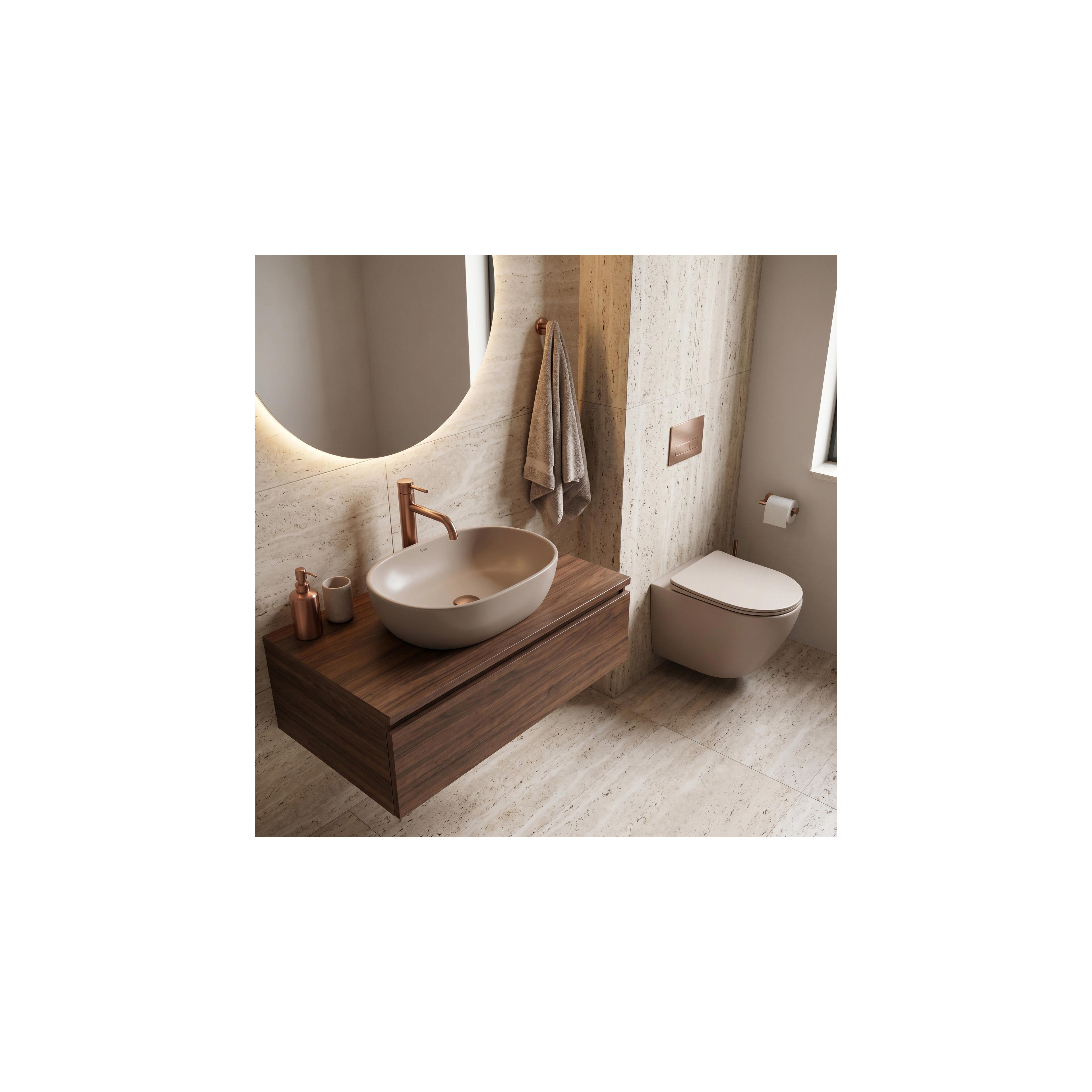 Set: Wall-Hung WC Bowl Focus + Countertop Washbasin Rea Focus Taupe