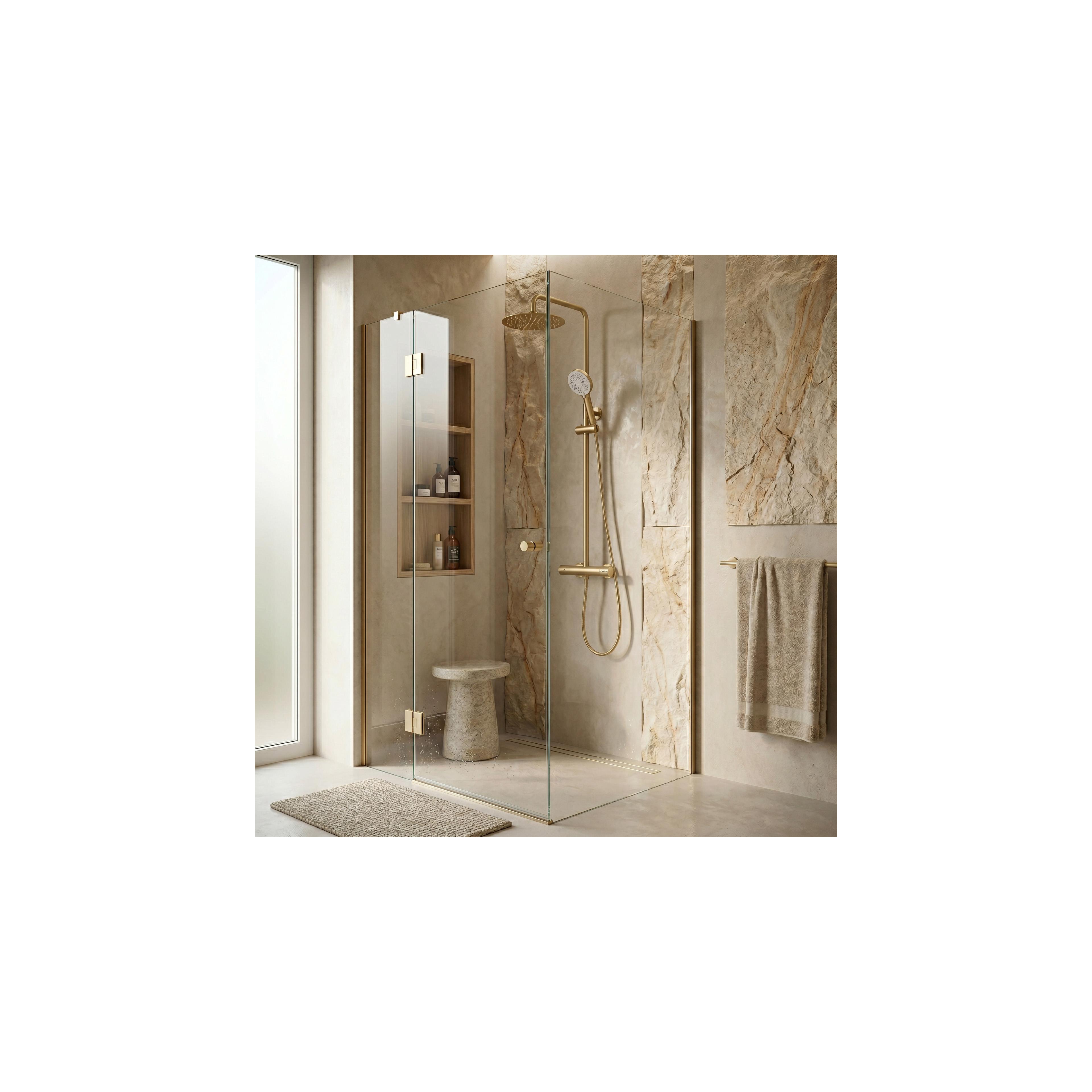 Thermostat Duschset Drop Brush Gold