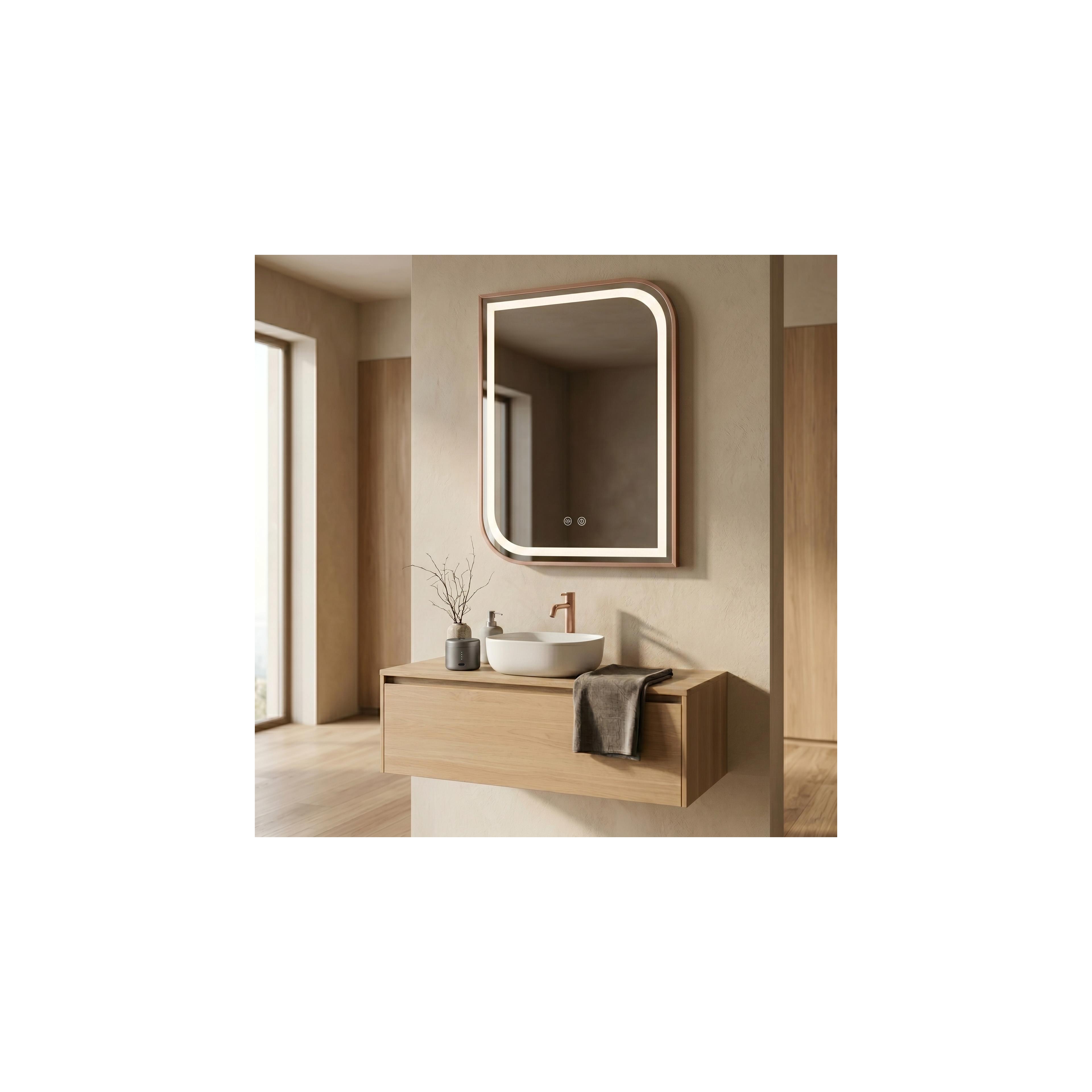 LED seinapeegel ZONE 80x60 BRUSH  ROSE GOLD