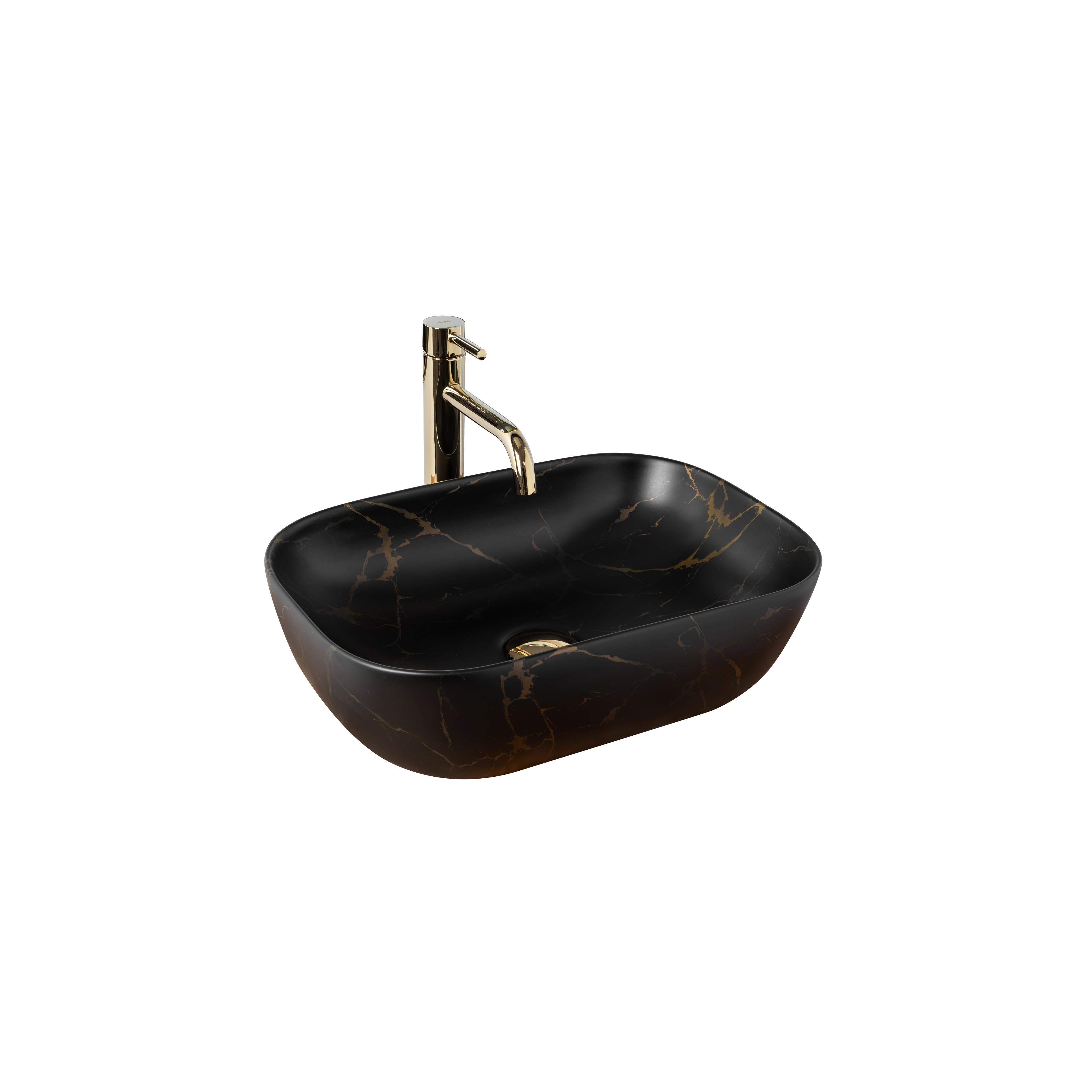 Νιπτήρας Rea Belinda Black Marble Matt Μ 46,5 x Π 33,5 x  Υ 13,5 cm