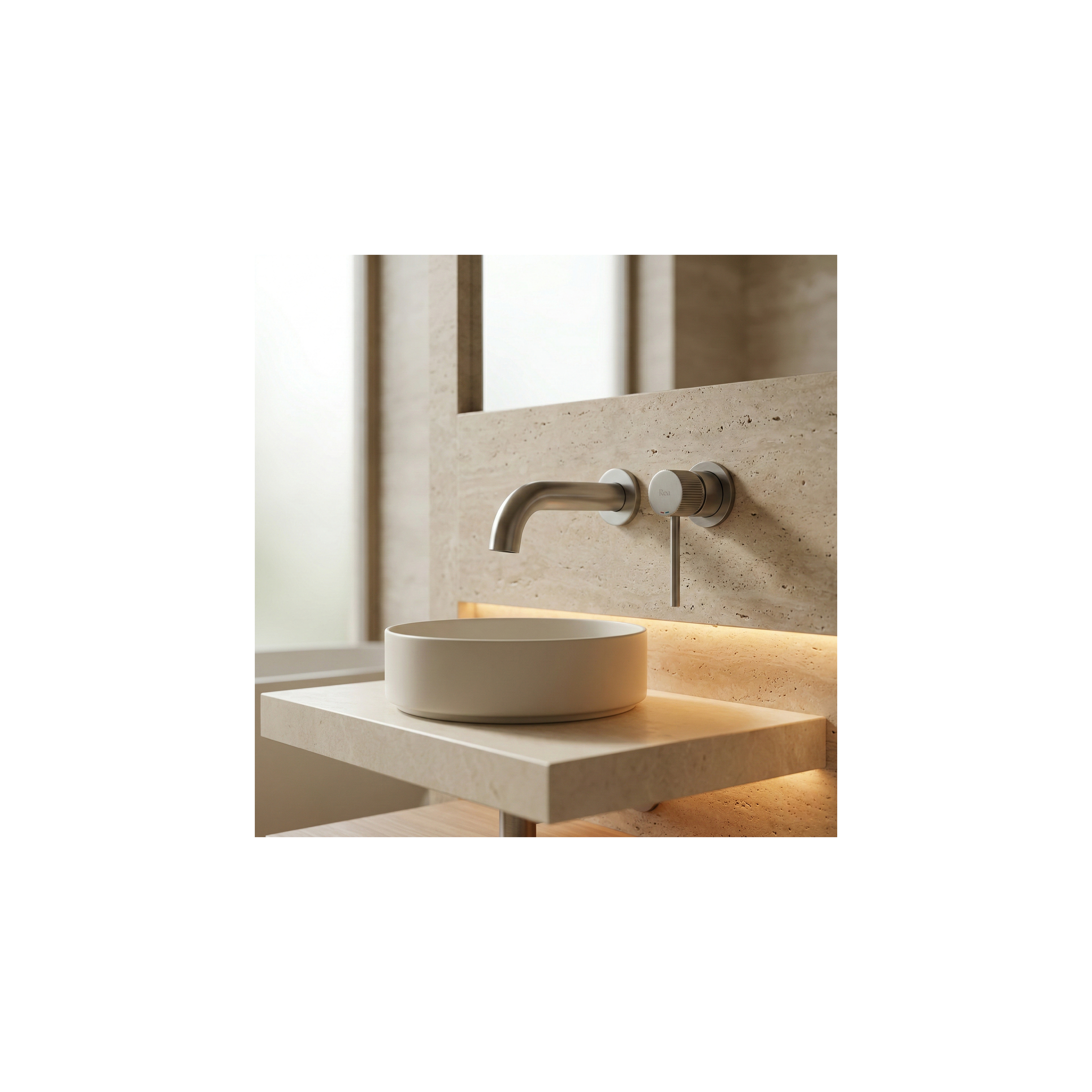 Inbouw wastafelkraan Rea Lungo Stripe Brush Nickel