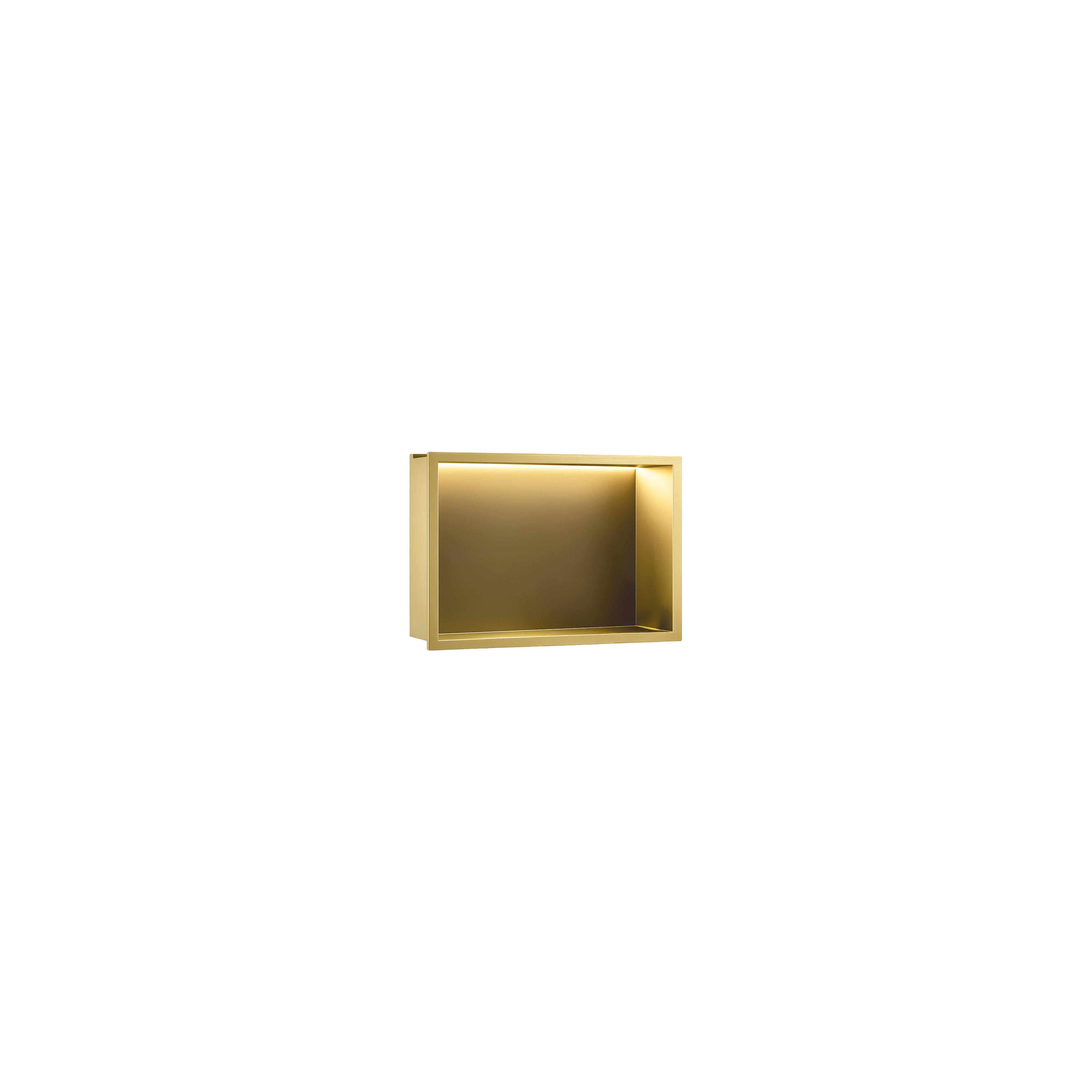 WANDEINBAU-BADEZIMMERREGAL LED 30x45 brush gold